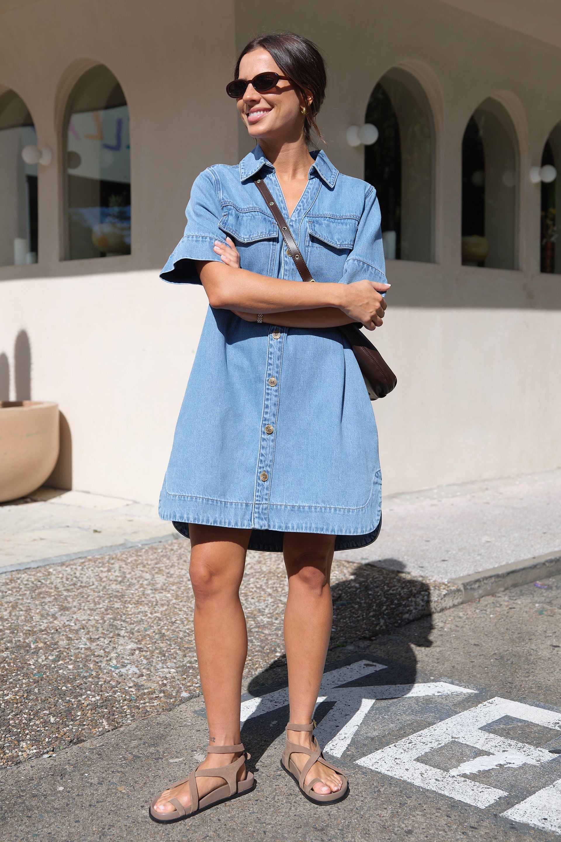 Sammy Relaxed Shirt Dress - Vintage Blue