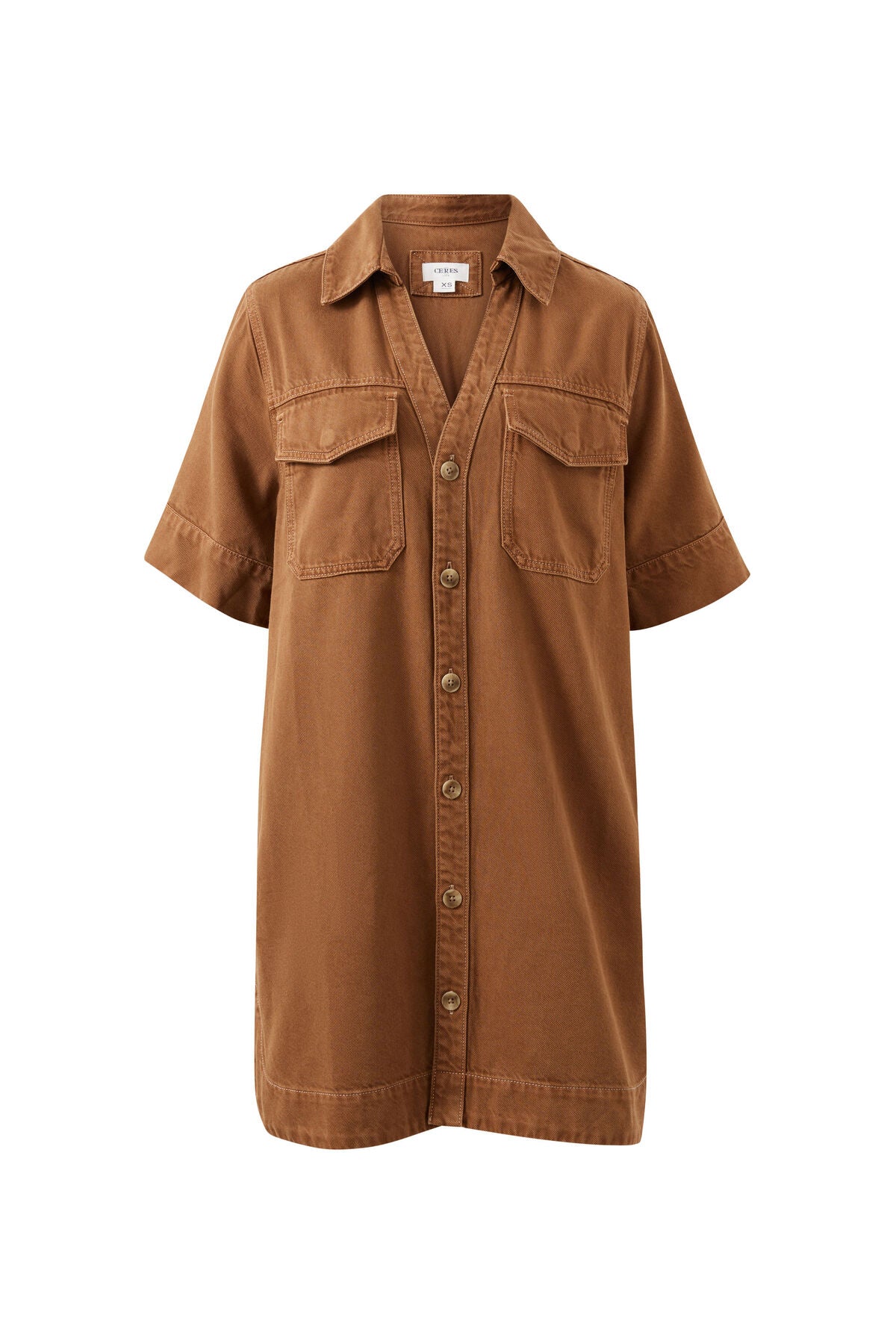 Sammy Relaxed Shirt Dress - Toffee