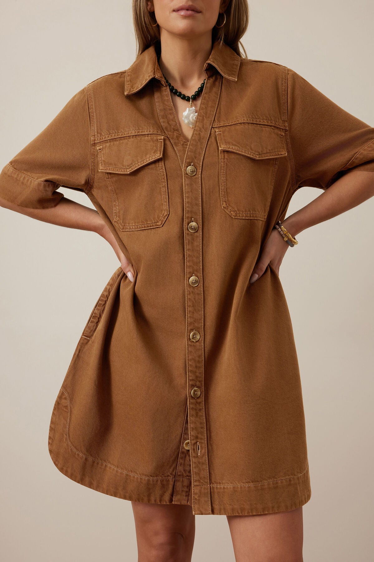 Sammy Relaxed Shirt Dress - Toffee
