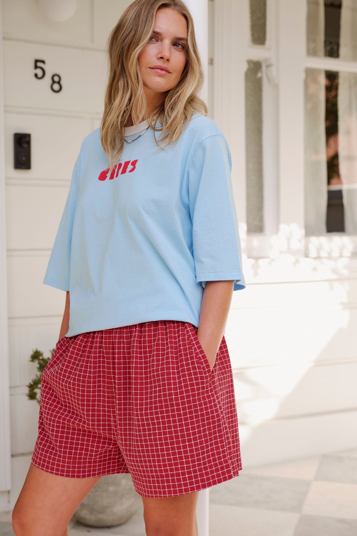 Mila Short - Textured Red Check