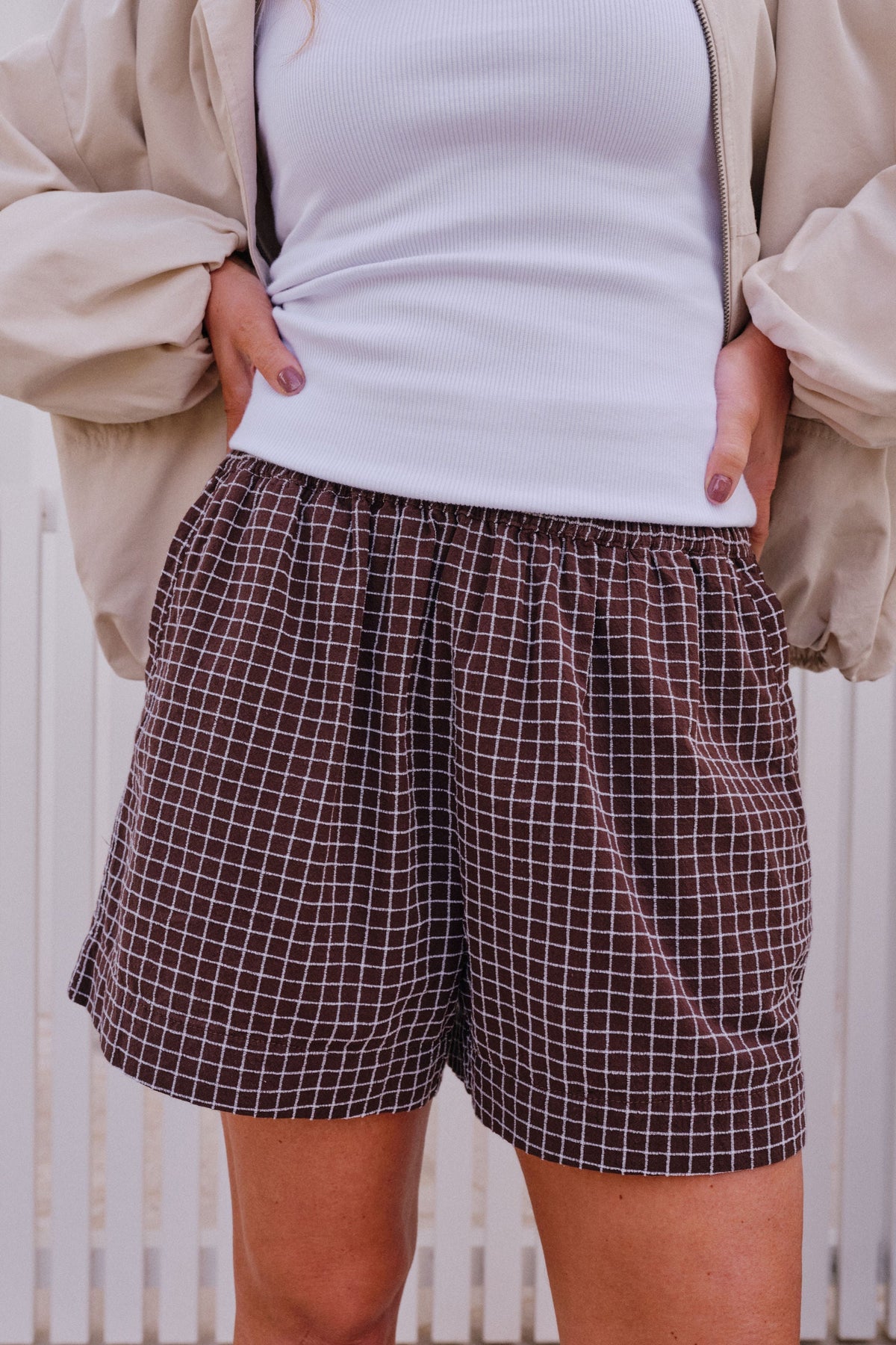 Mila Short - Textured Chocolate Check