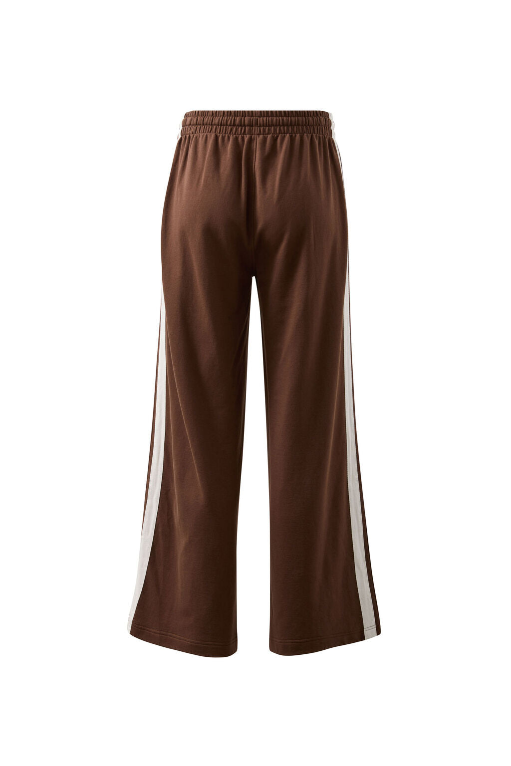 Gigi Wide Leg Terry Trackpant - Chocolate Side Stripe