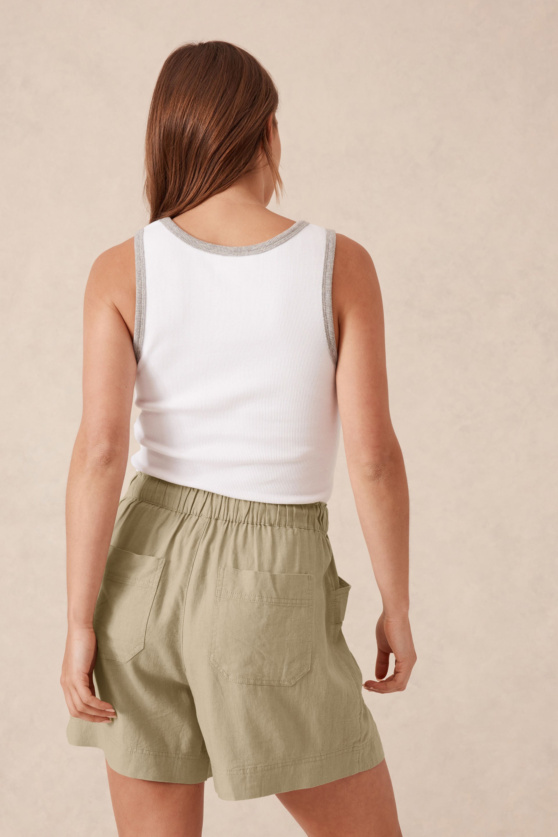 Panelled Pull On Short - Olive