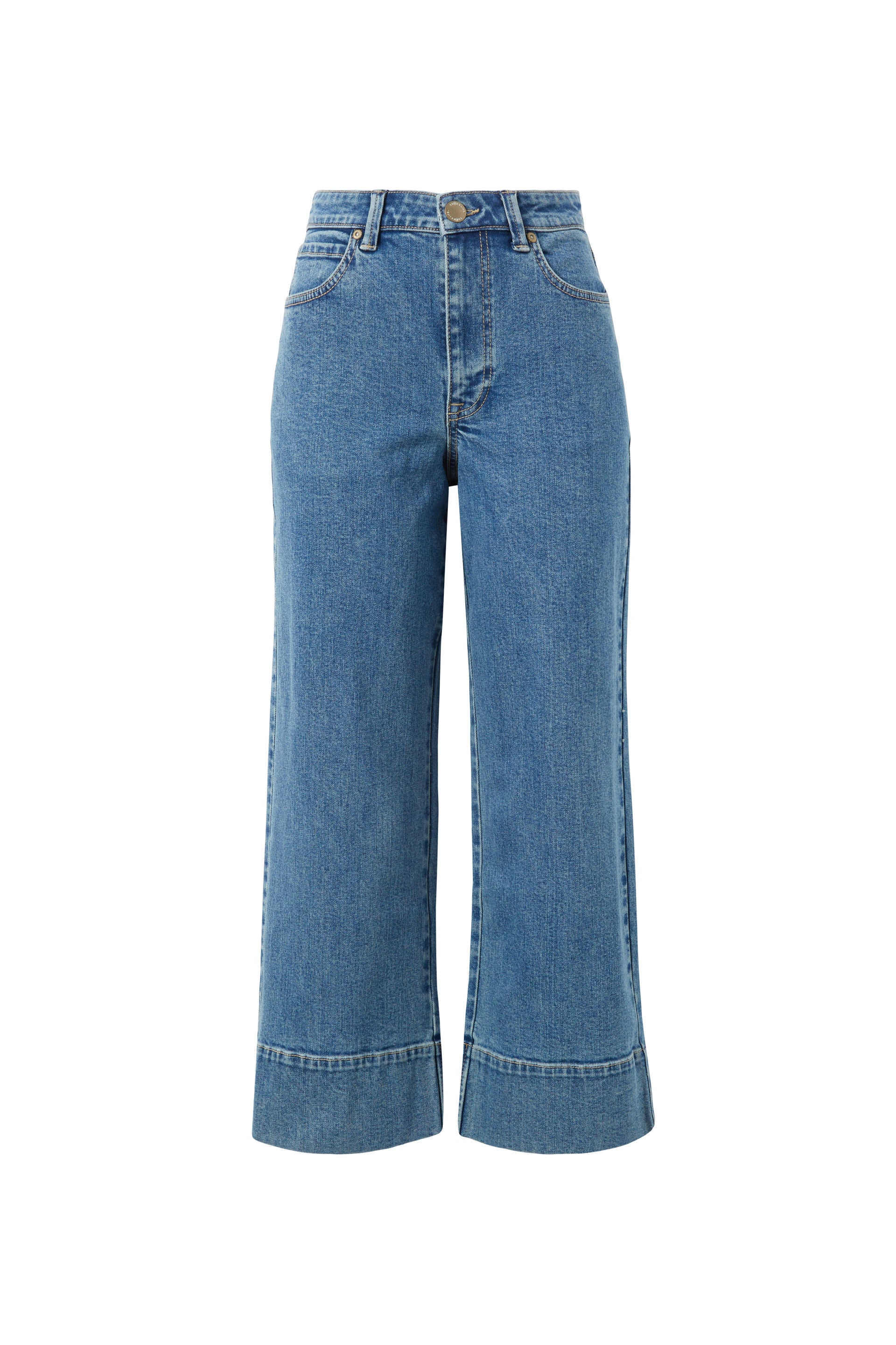 Wide Leg Crop Jean - Mid Indigo