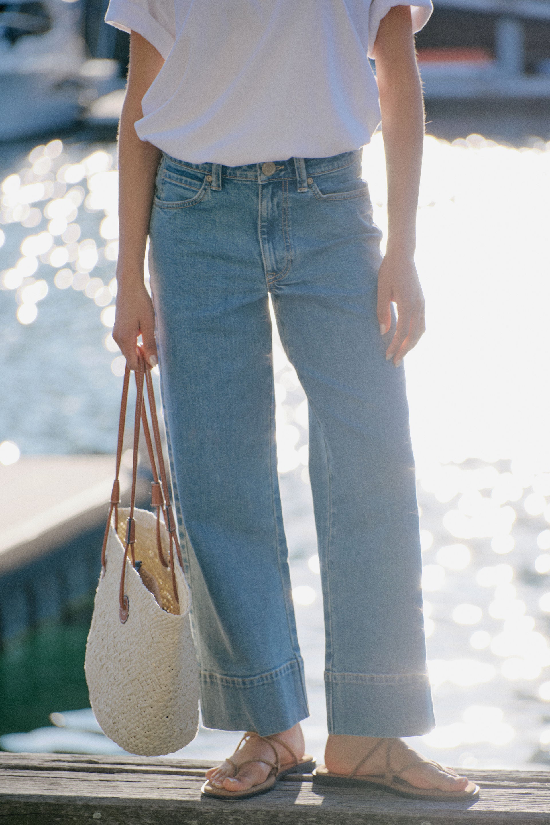 Wide Leg Crop Jean - Mid Indigo