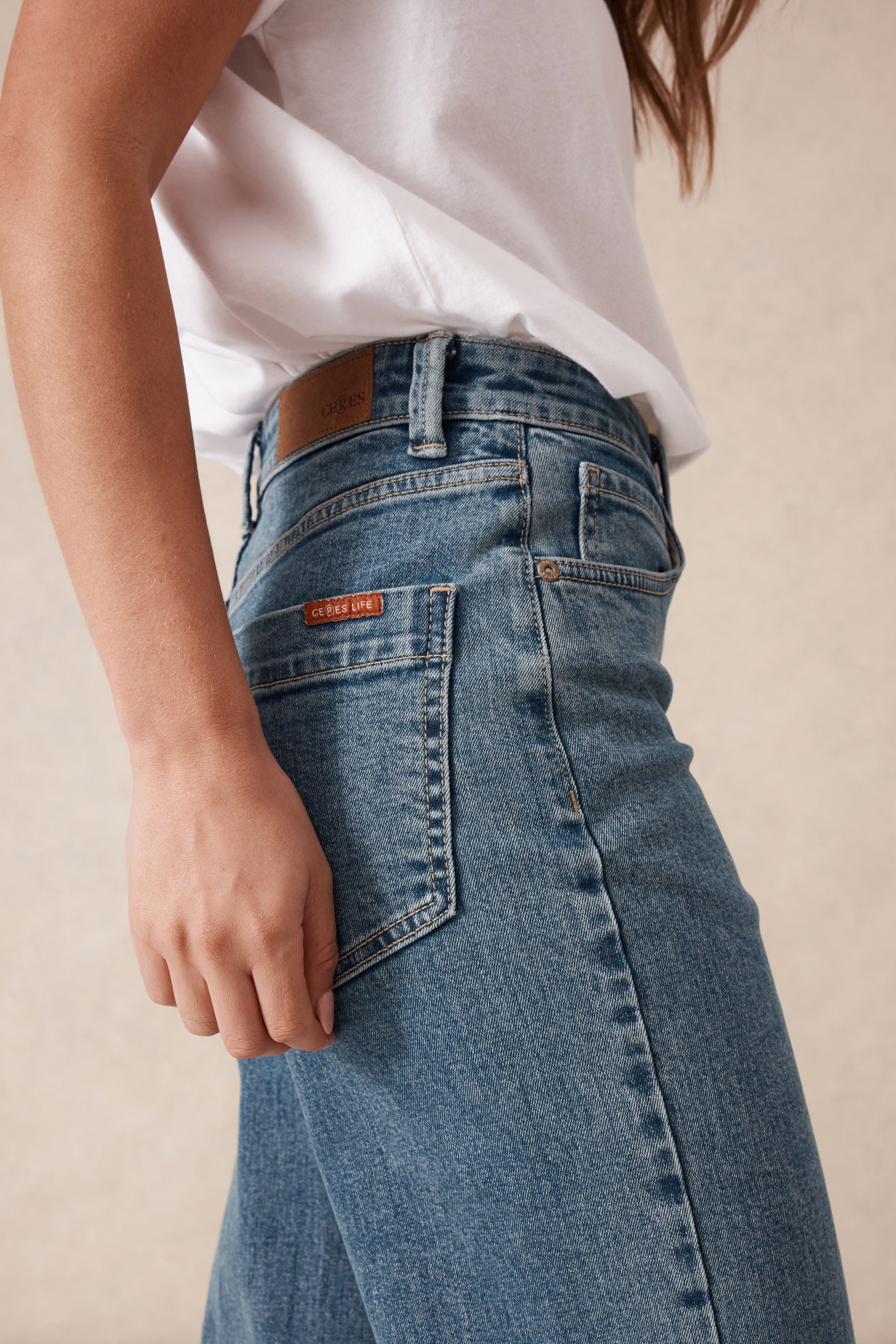 Jude Wide Leg Crop Jean - Mid indigo