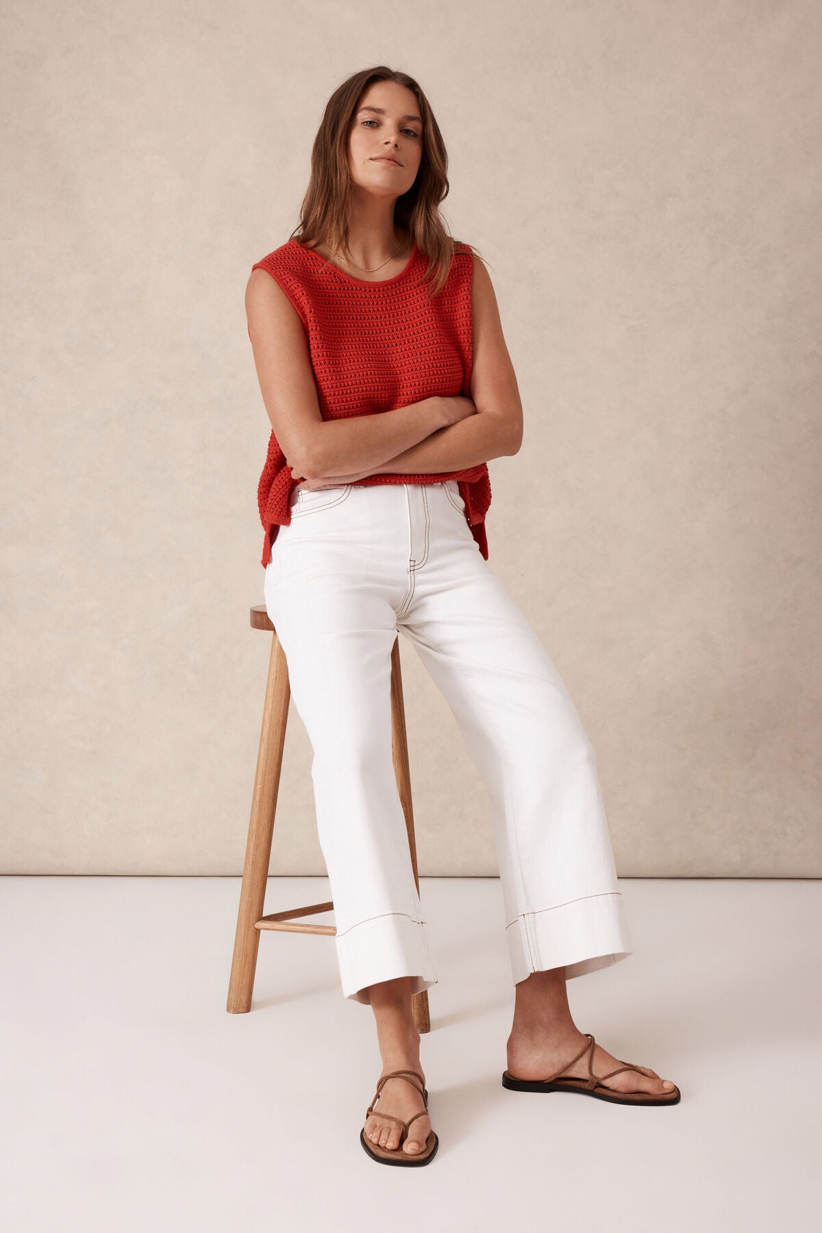 Jude Wide Leg Crop Jean - Fresh Ecru