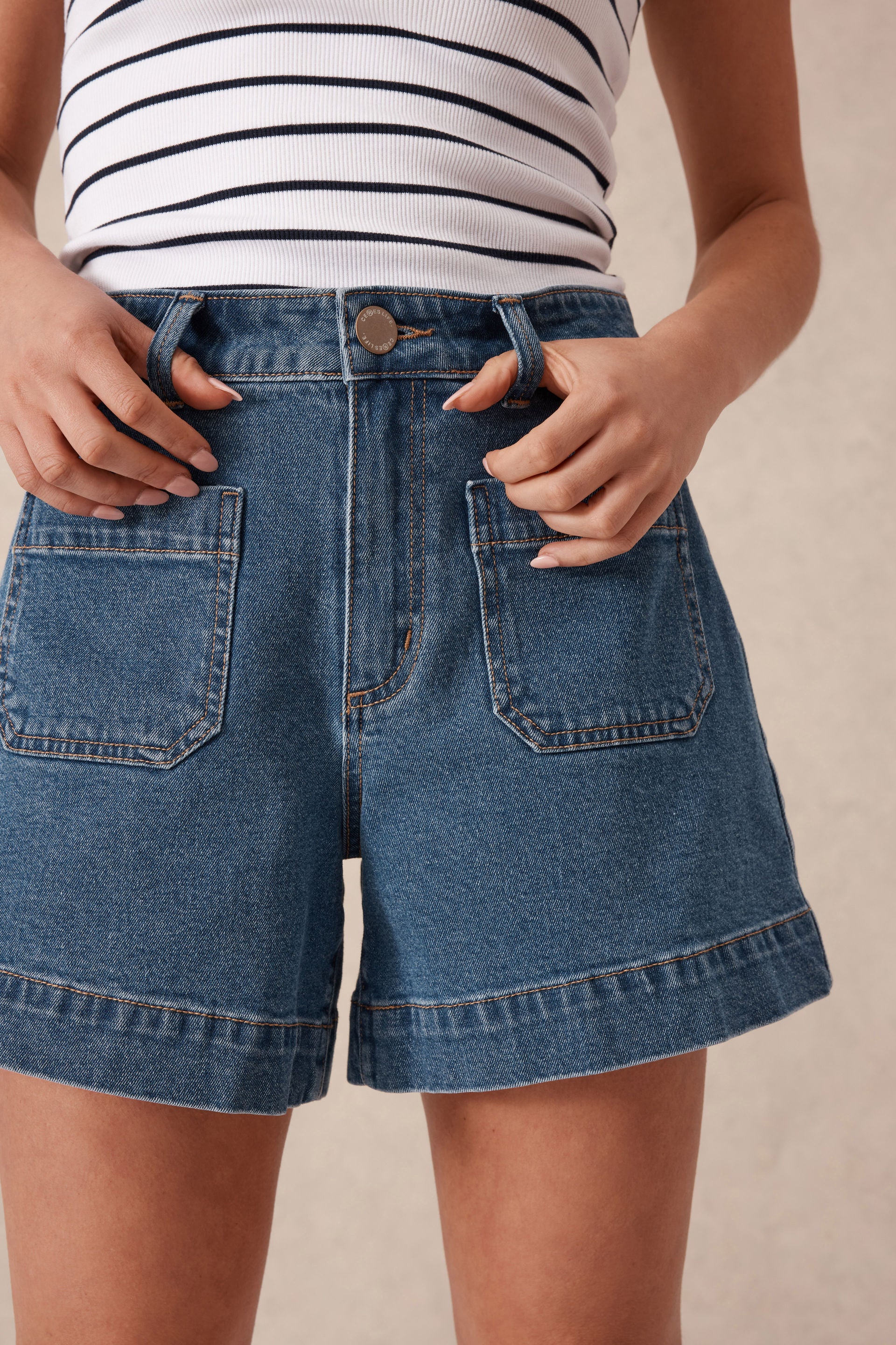 Denim Patch Pocket Short - Fresh Indigo