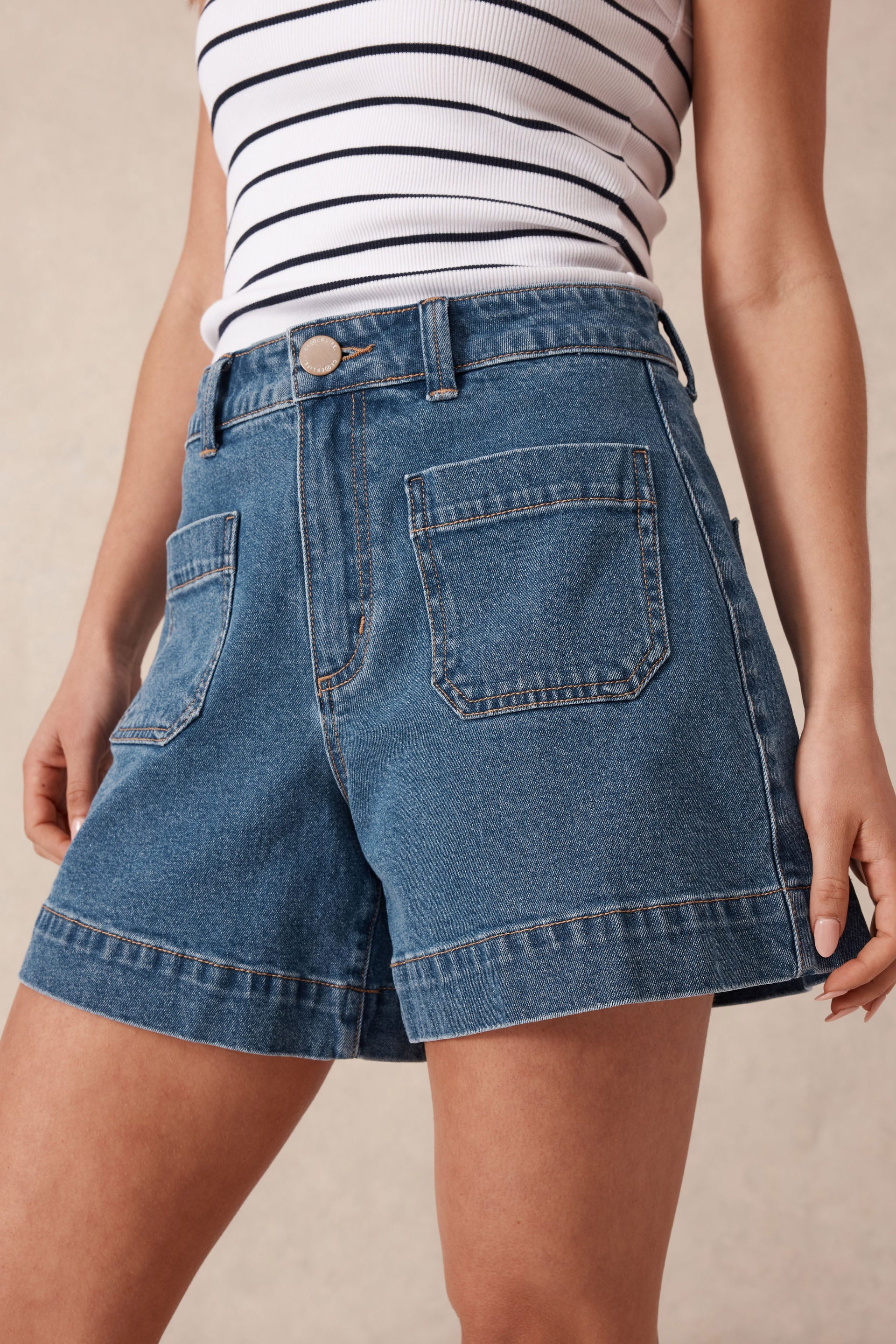 Denim Patch Pocket Short - Fresh Indigo