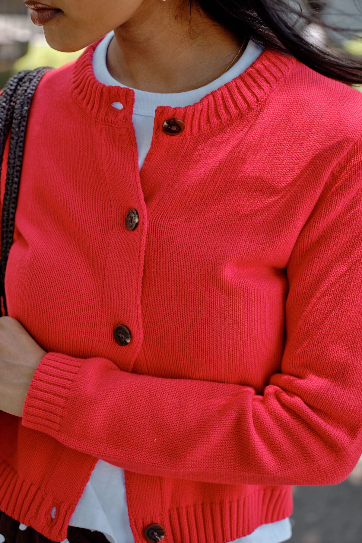 Nelly Long Sleeve Knit Cardi - Fiery red