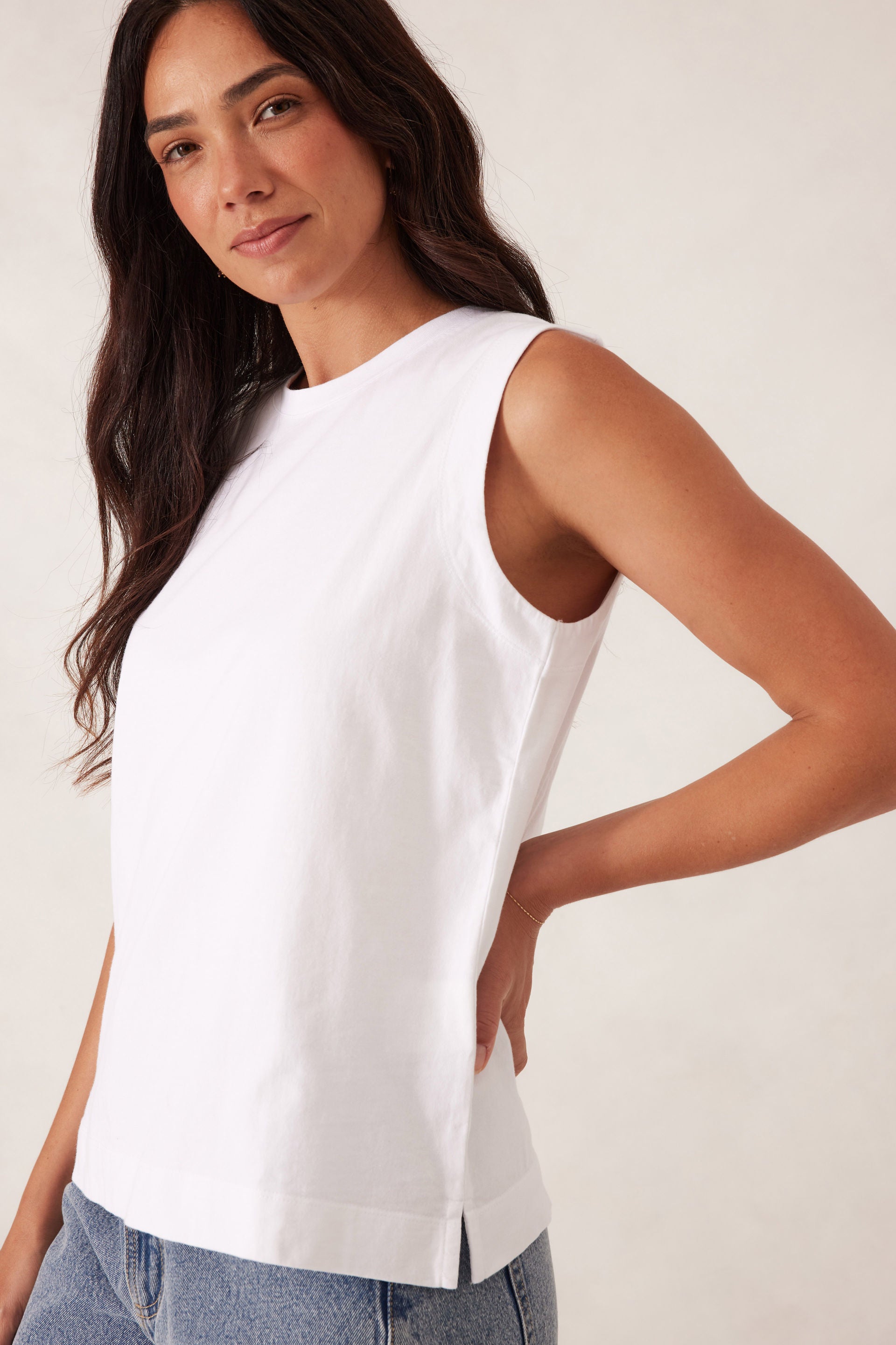 Relaxed Sleeveless Tee - White