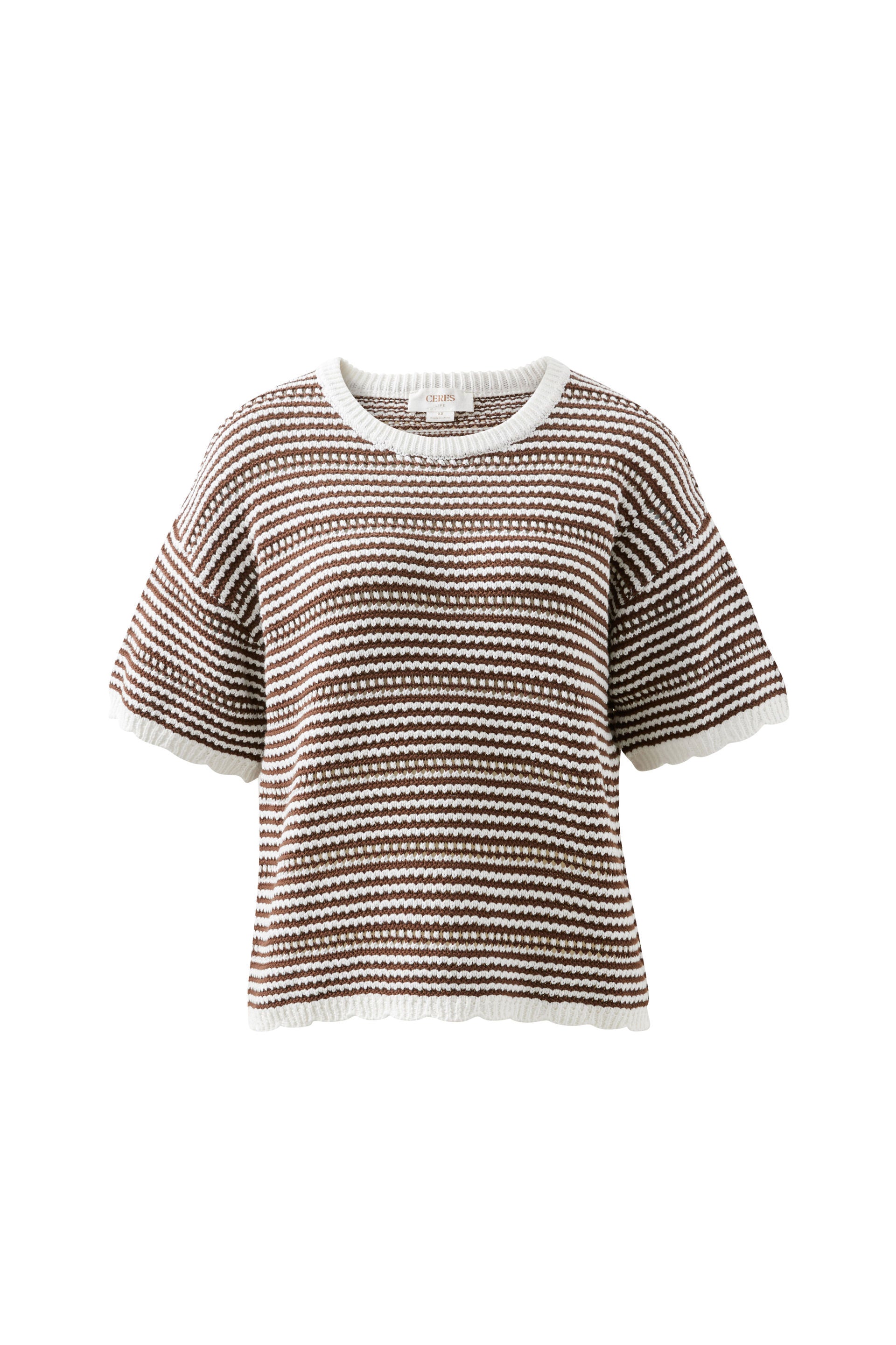 Nina Boxy Knit Tee -  Chocolate stripe
