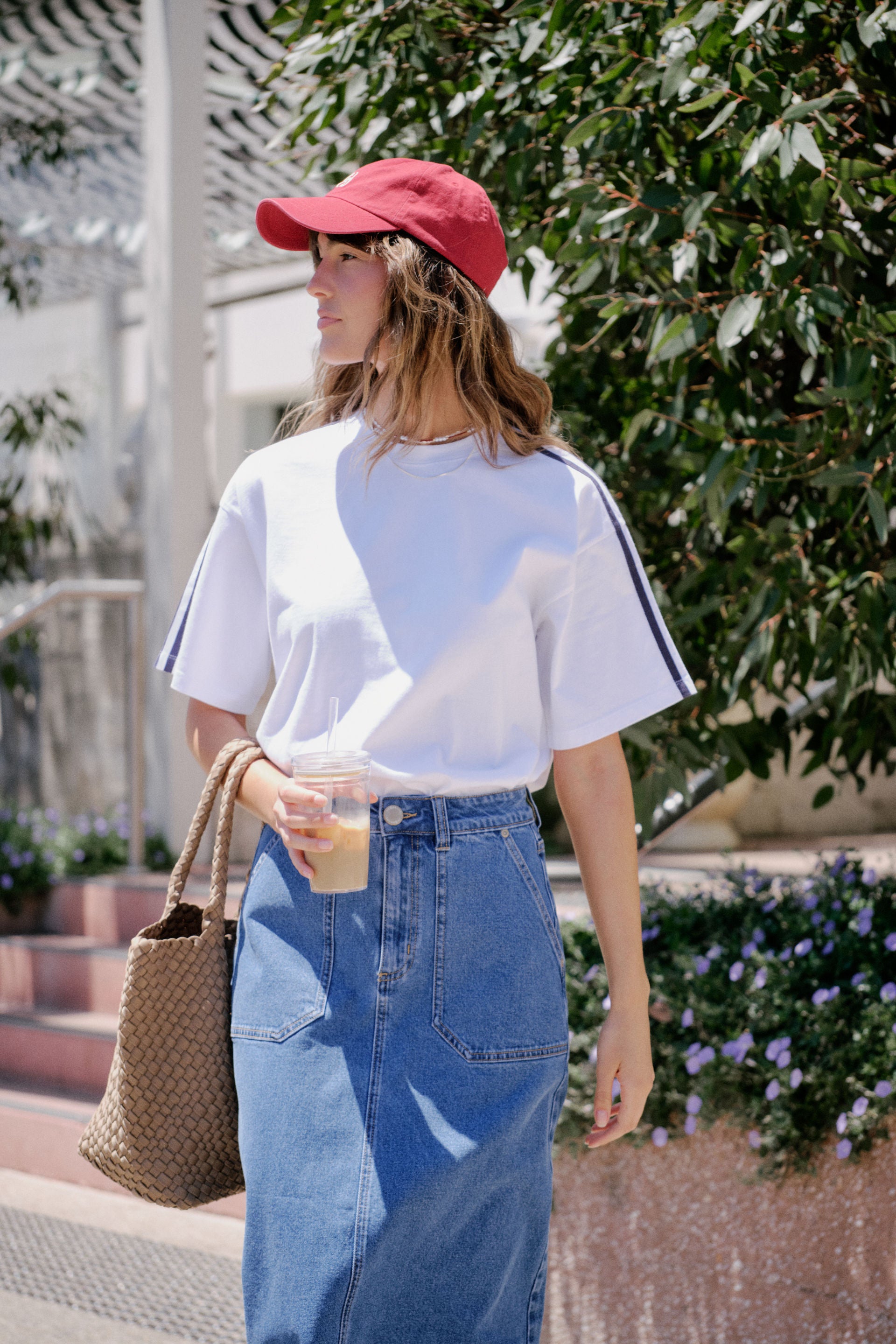 Sporty Tape Tee - White/New Navy Tape