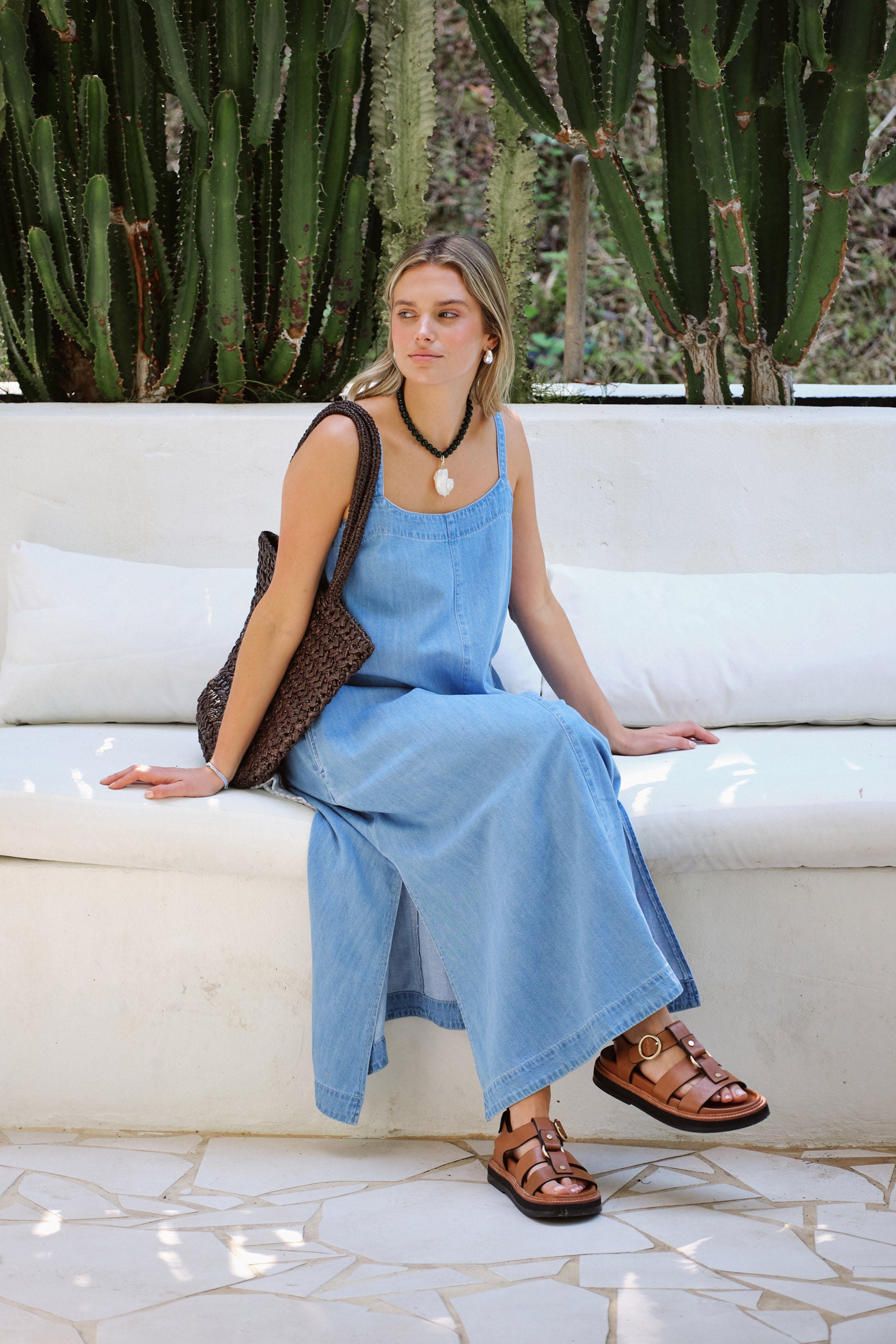 Remy Strappy Midi Dress - vintage blue