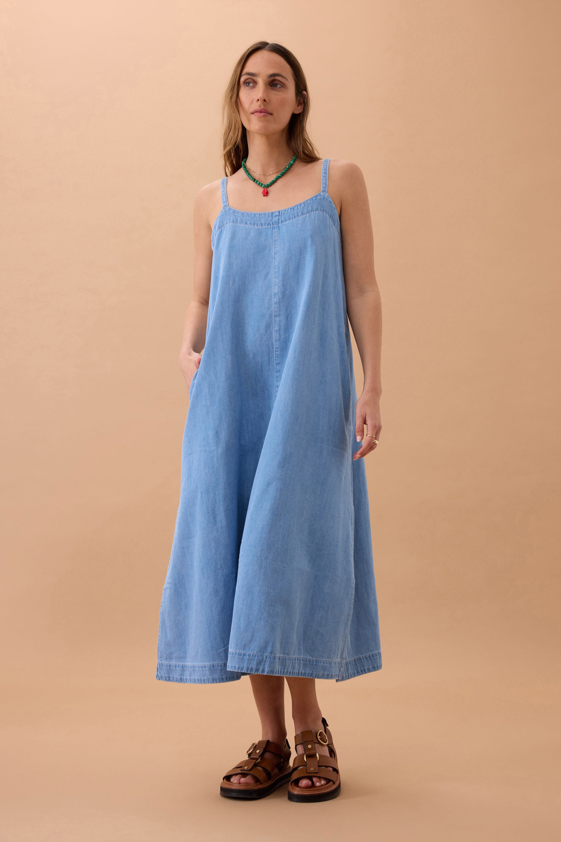 Remy Strappy Midi Dress - vintage blue