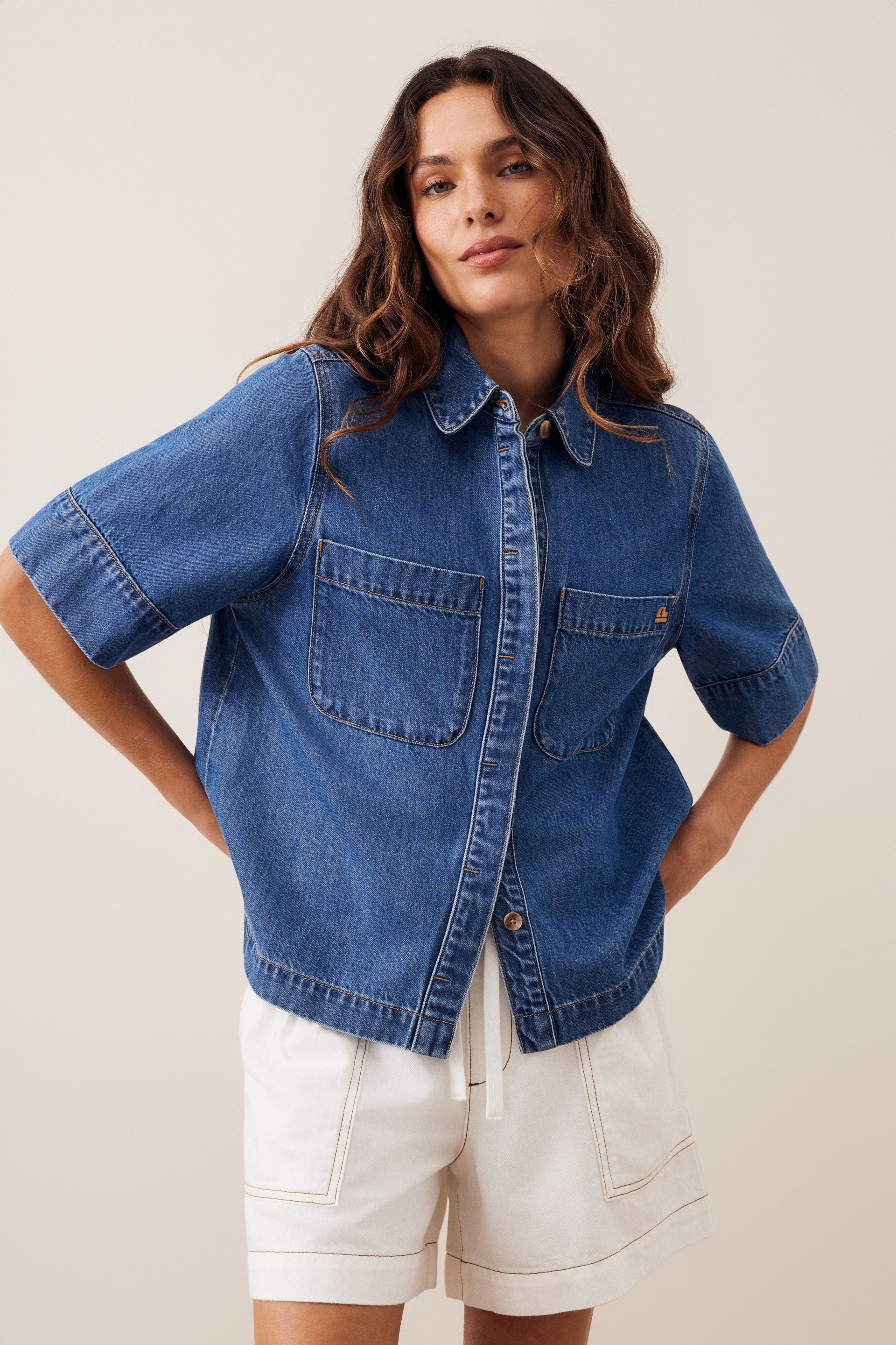 Noa Short Sleeve Shirt - Fresh Indigo
