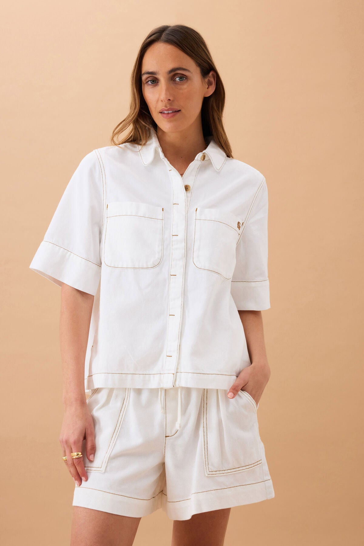 Noa Short Sleeve Shirt - Fresh Ecru