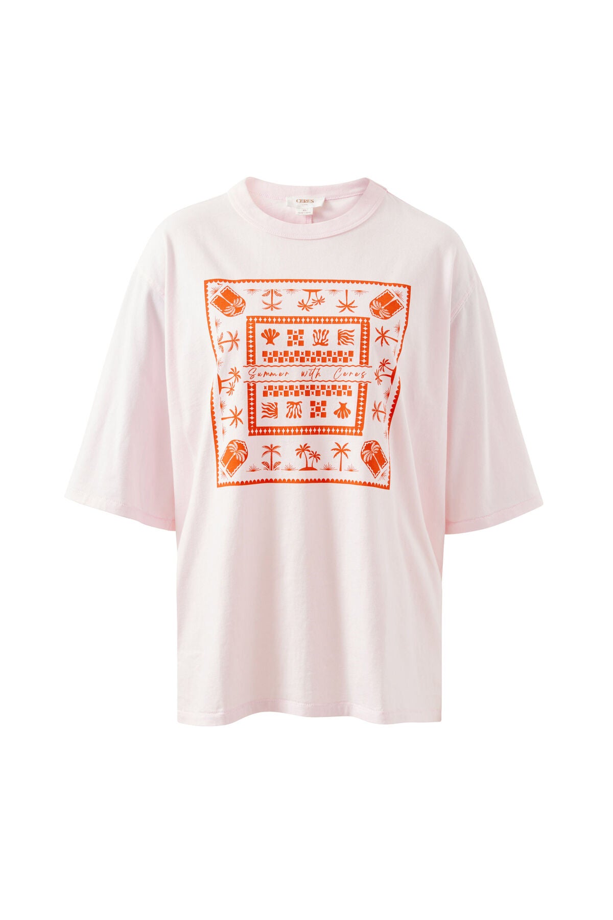 Liv Oversized Tee - Sunfaded tint/island scarf print