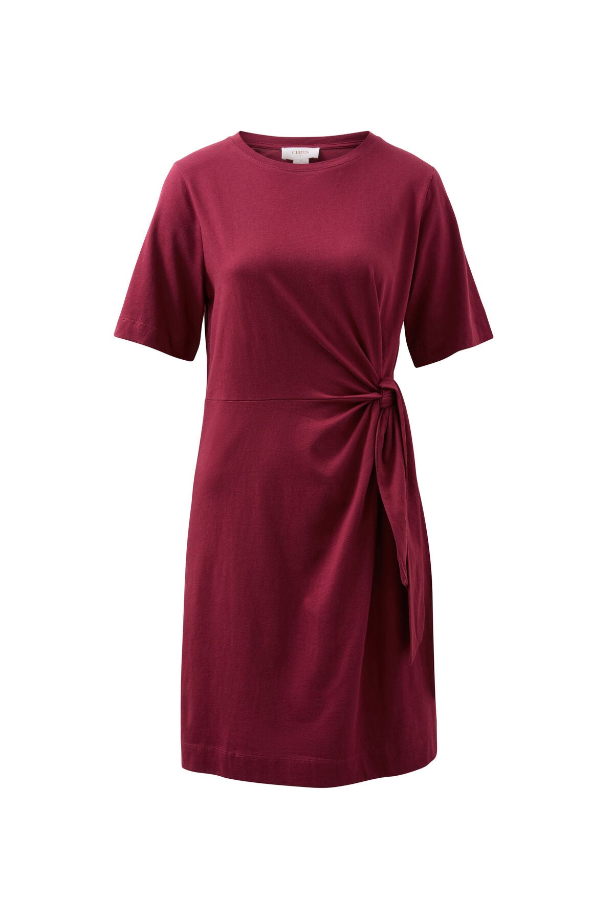 Agnes Tie Mini Tee Dress - Pomegranate