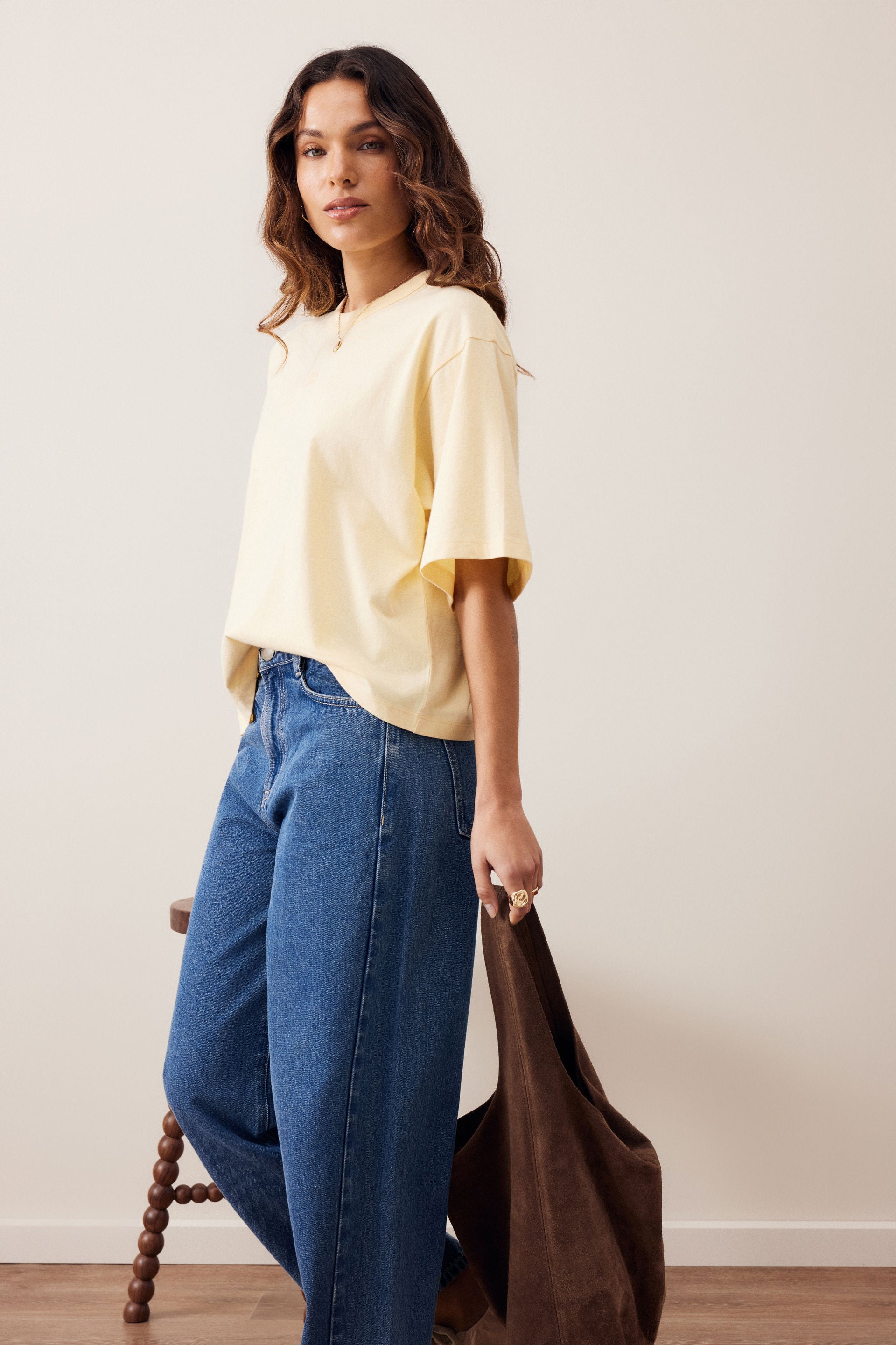 Ceres Life Phoebe Premium Tee in Butter, fabric detail close-up