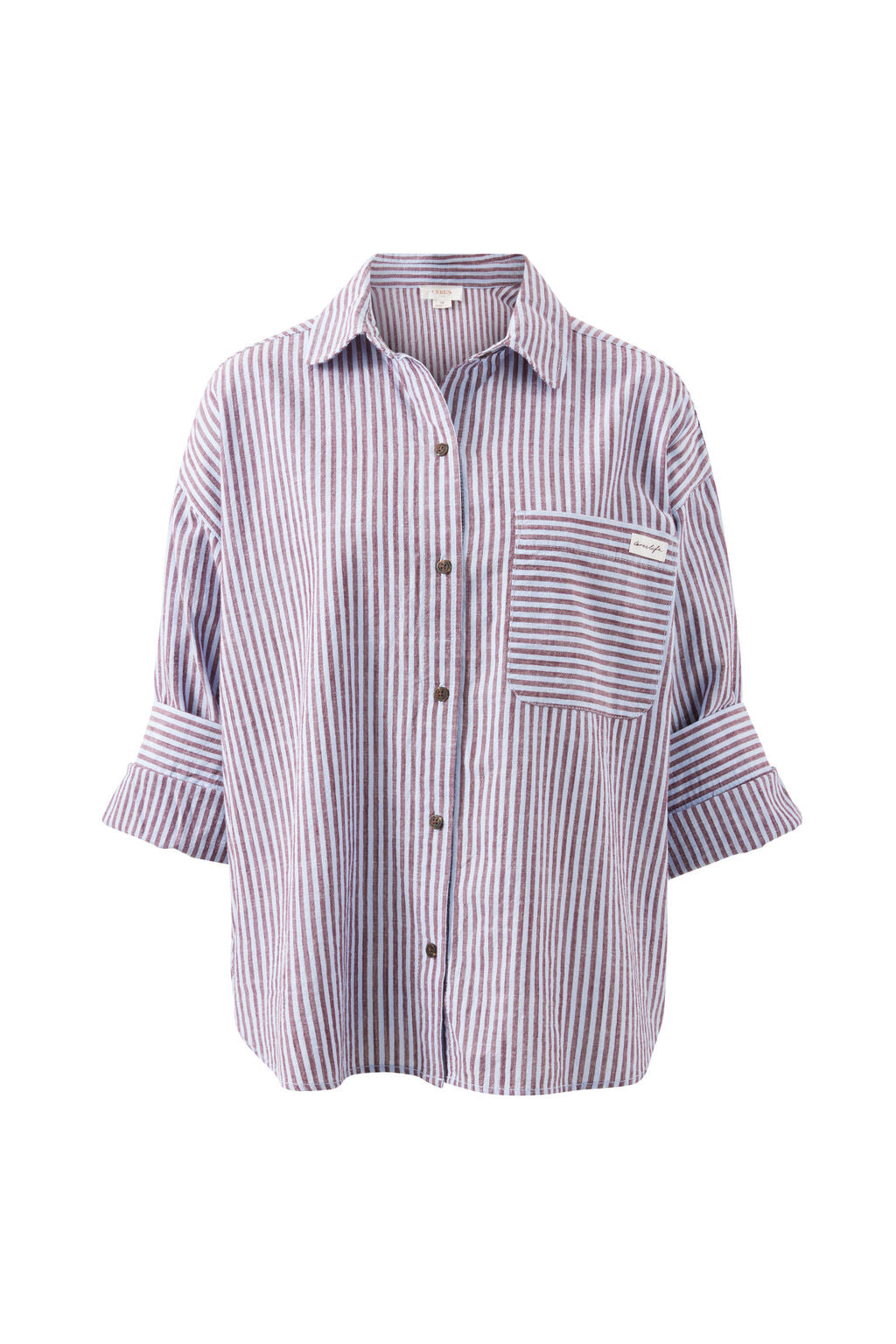 Miya Shirt - Wine Blue Small Stripe