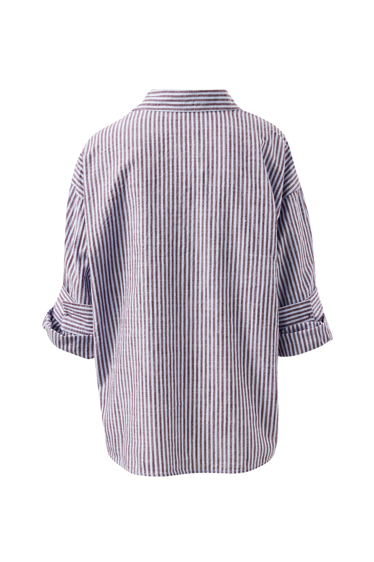 Ceres Life Miya Shirt - Burgundy Blue Small Stripe, view 3