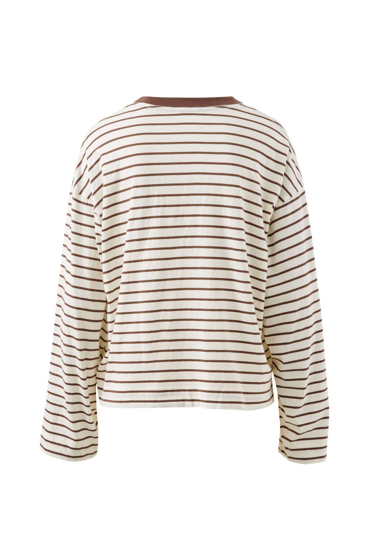 Beau Long Sleeve Slouchy Tee - Milk/brunette brown stripe