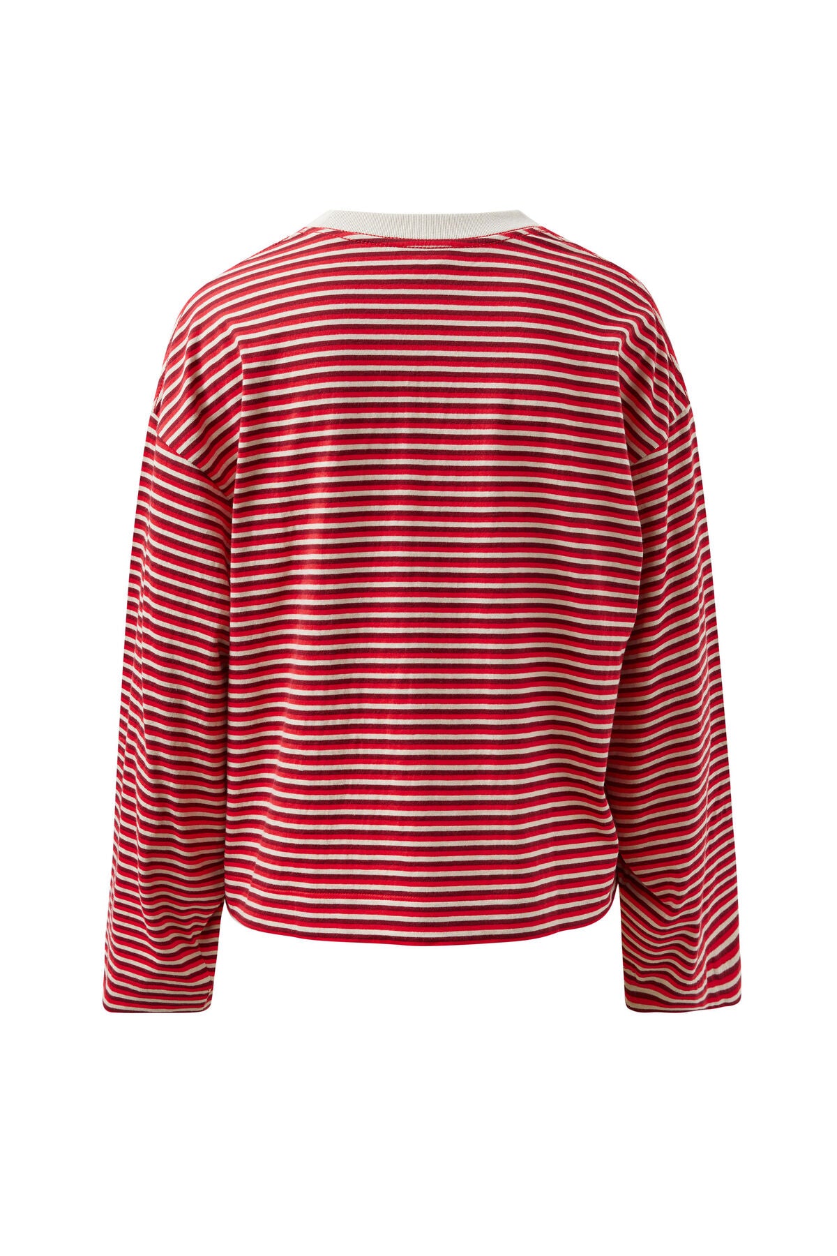 Beau Long Sleeve Slouchy Tee -   Mulberry/red/stone stripe
