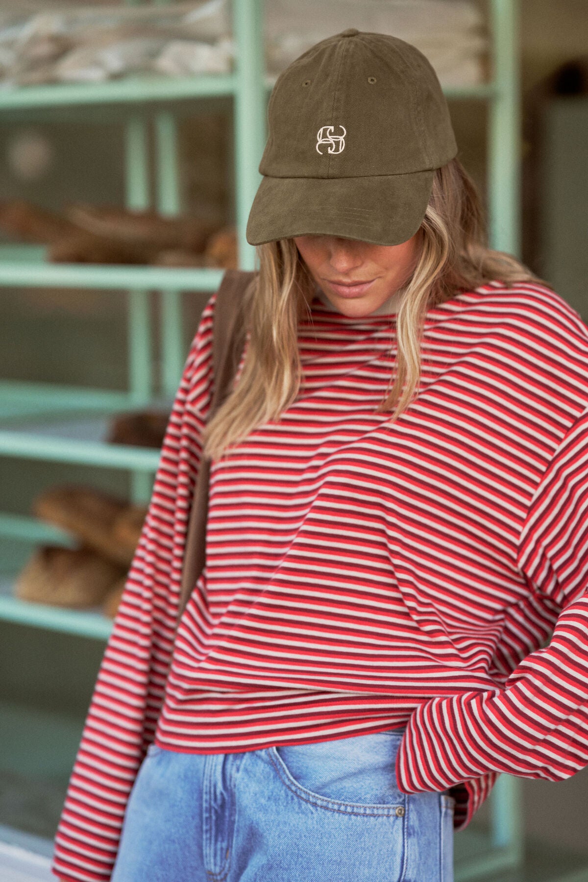 Beau Long Sleeve Slouchy Tee -   Mulberry/red/stone stripe