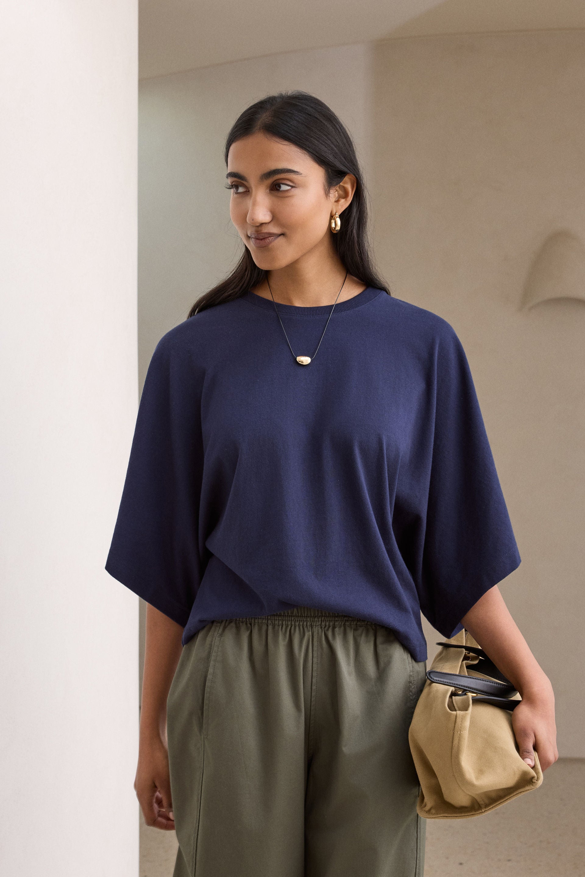 Lucy Relaxed Sleeve Tee - True Navy