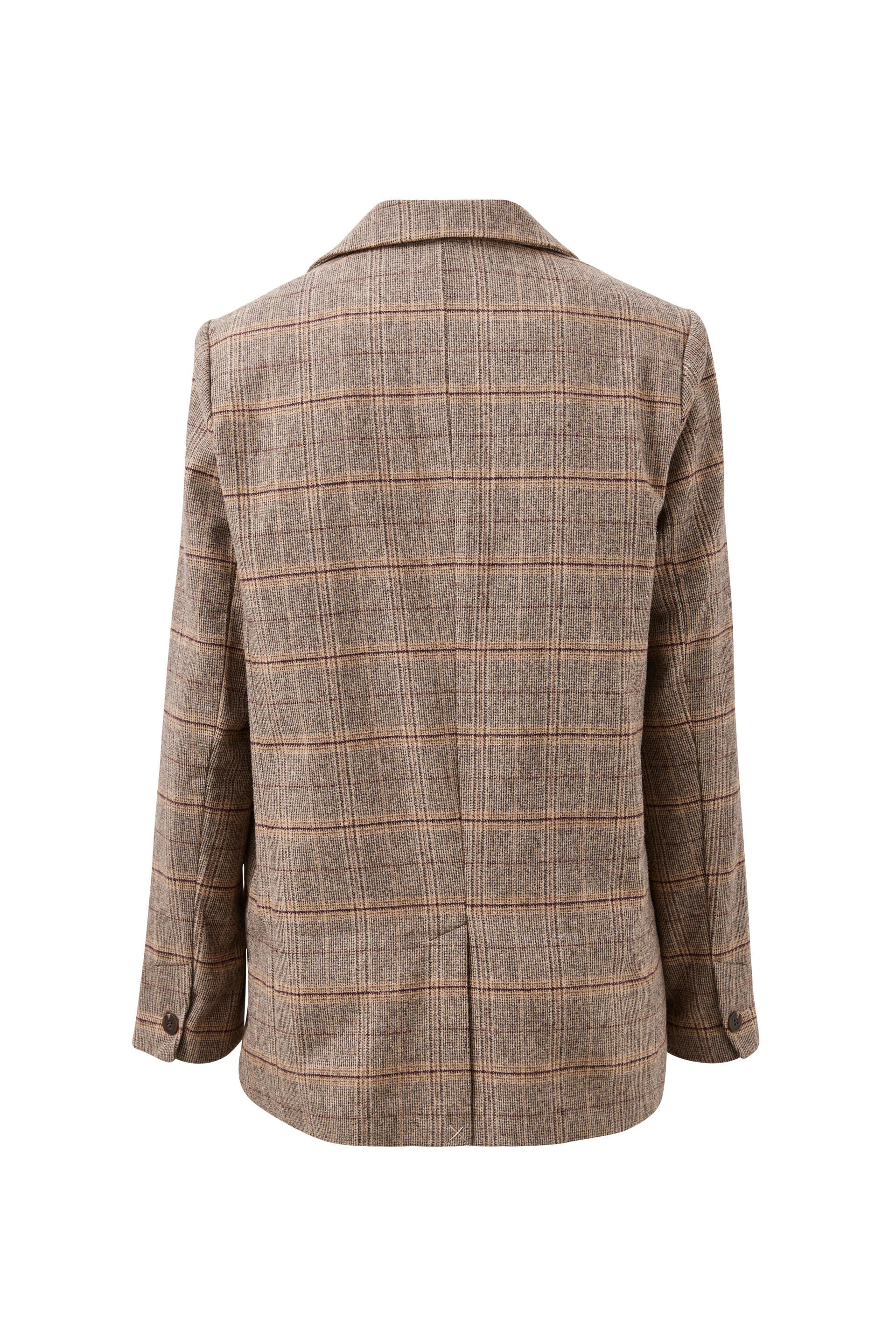 Ceres Life Joni Blazer in Brown Check, front pocket detail
