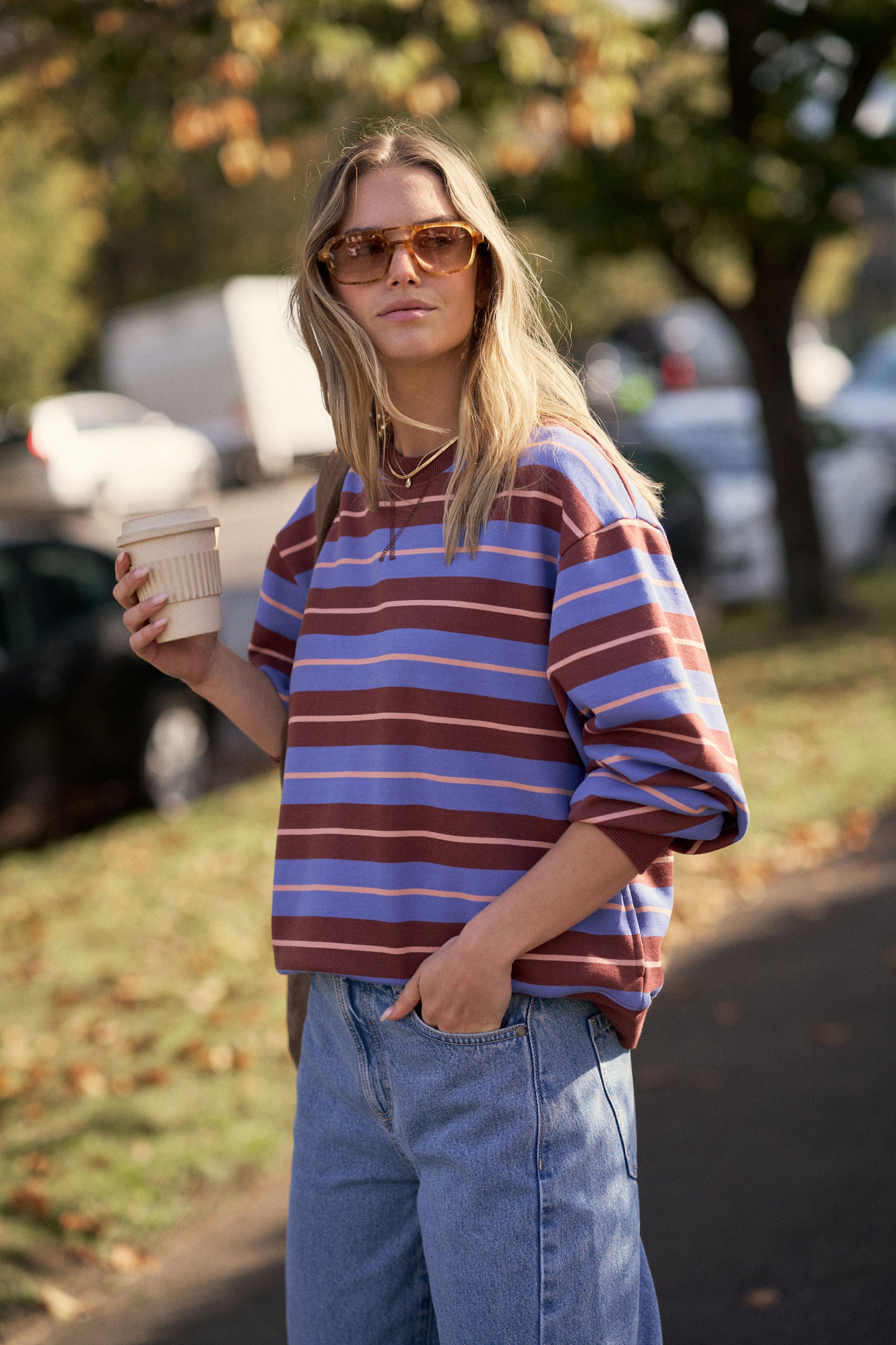 Romy Crew - Vintage blue pink clay burnt toffee stripe