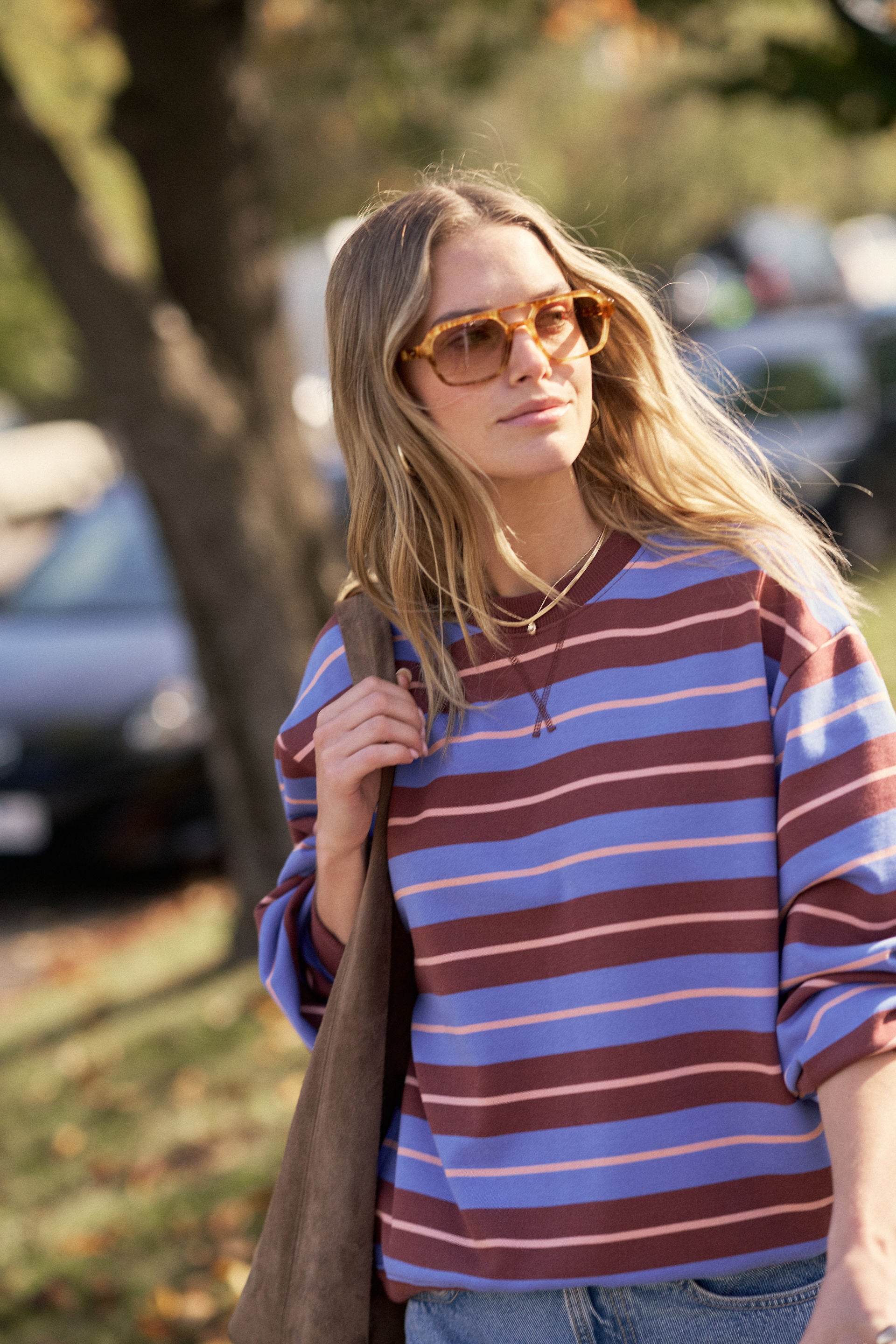 Romy Crew - Vintage blue pink clay burnt toffee stripe