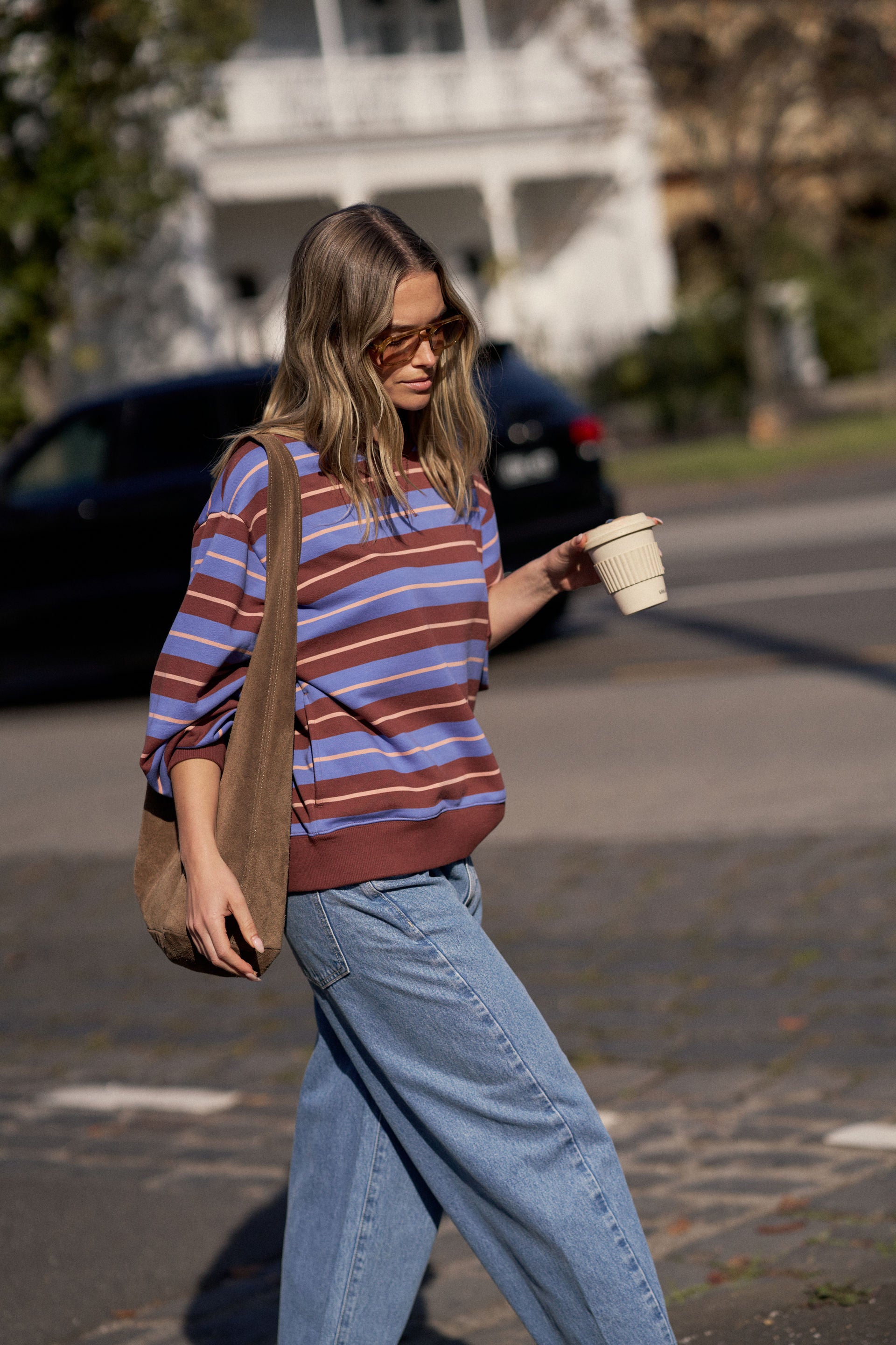 Romy Crew - Vintage blue pink clay burnt toffee stripe