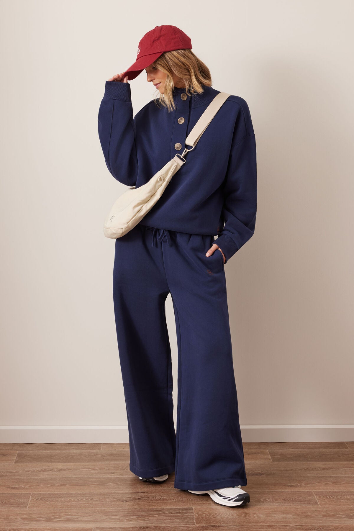Ivy Wide Leg Trackpant - Heritage Navy