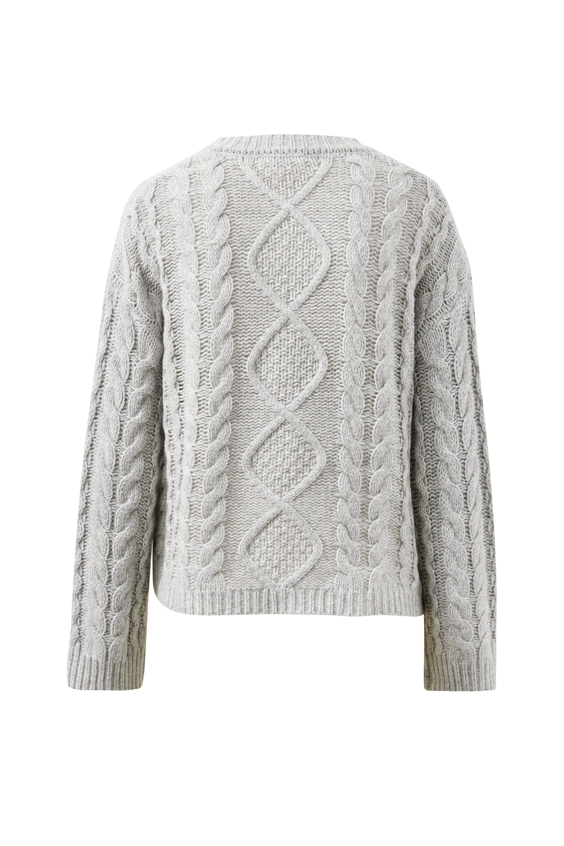 Enid Cable Knit Henley - Silver Marle