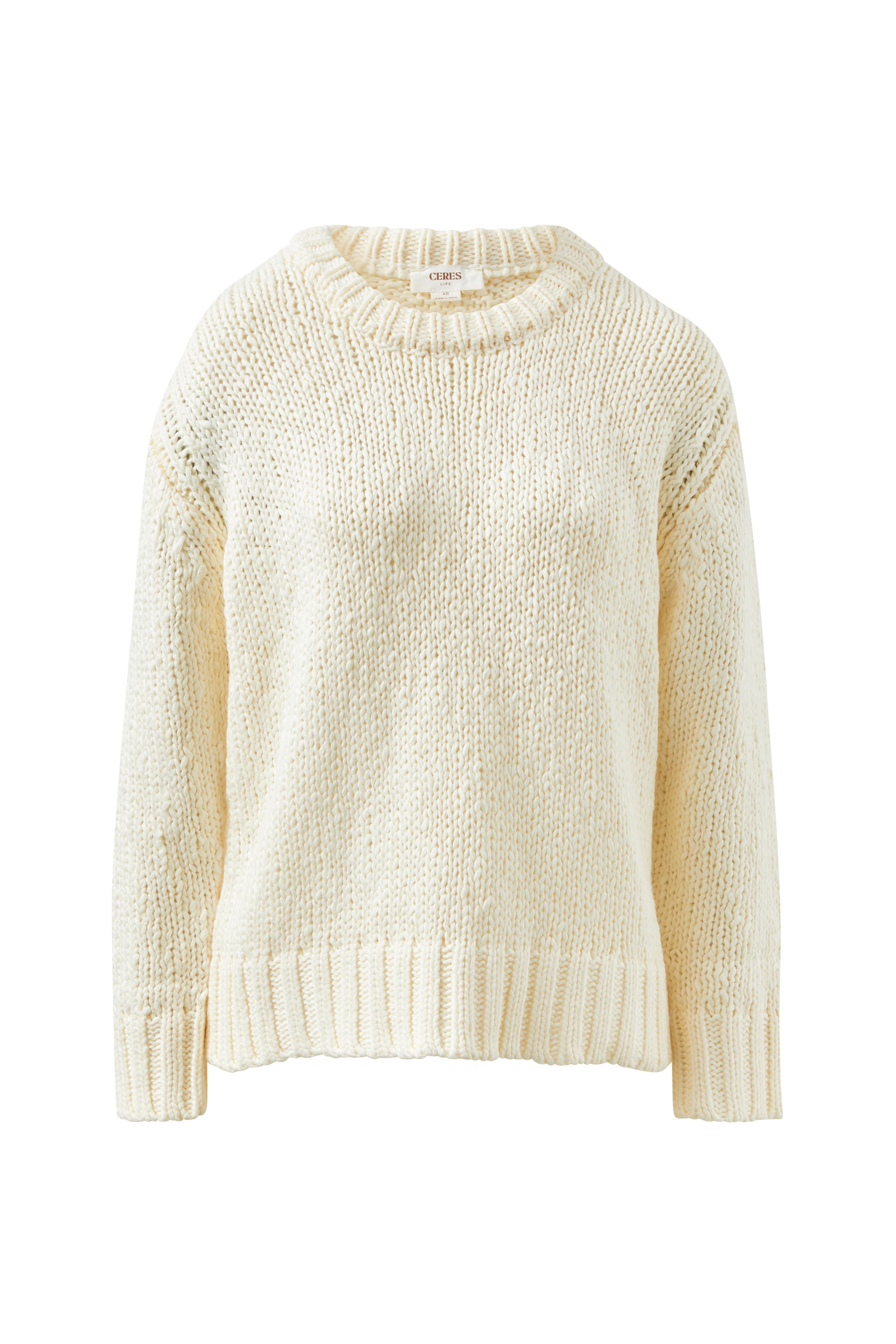 Sage Chunky Knit Crew - Marshmallow