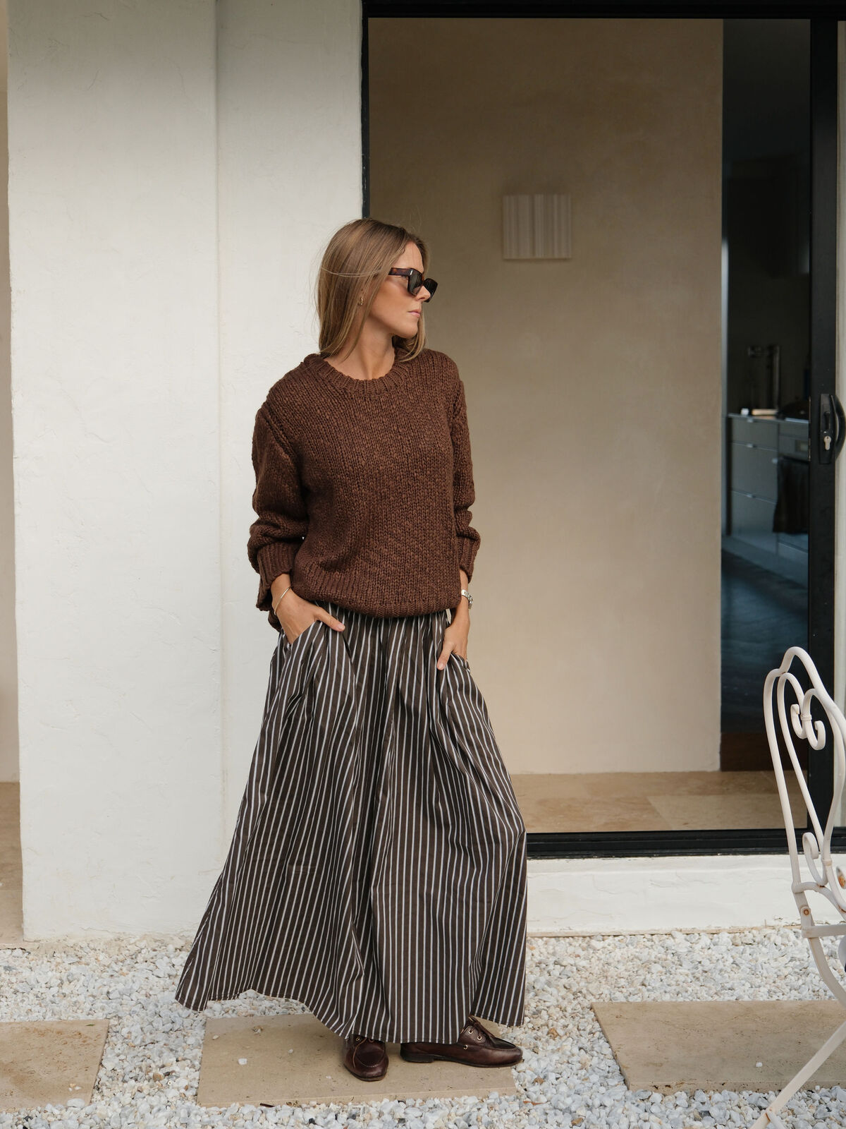 Sage Chunky Knit Crew - Chocolate