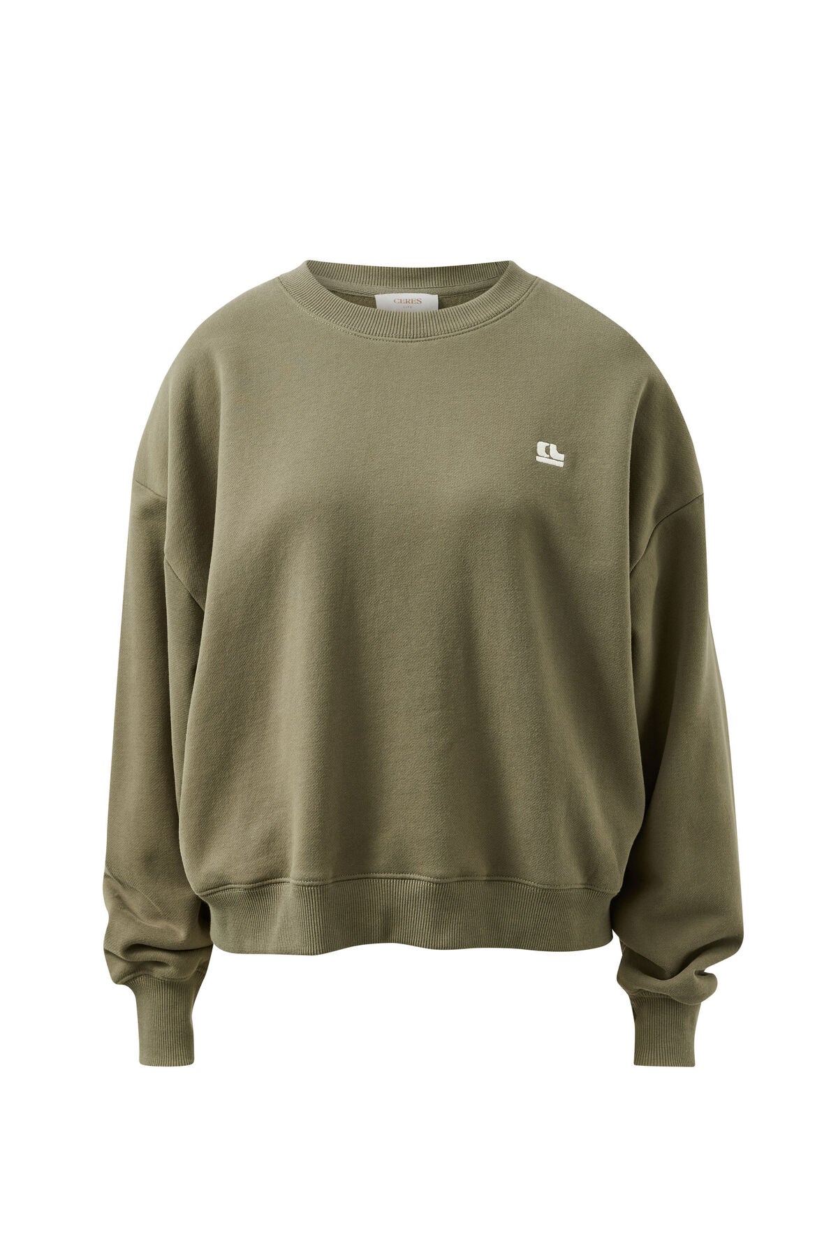 Quinn Slouchy Crew - Washed Olive
