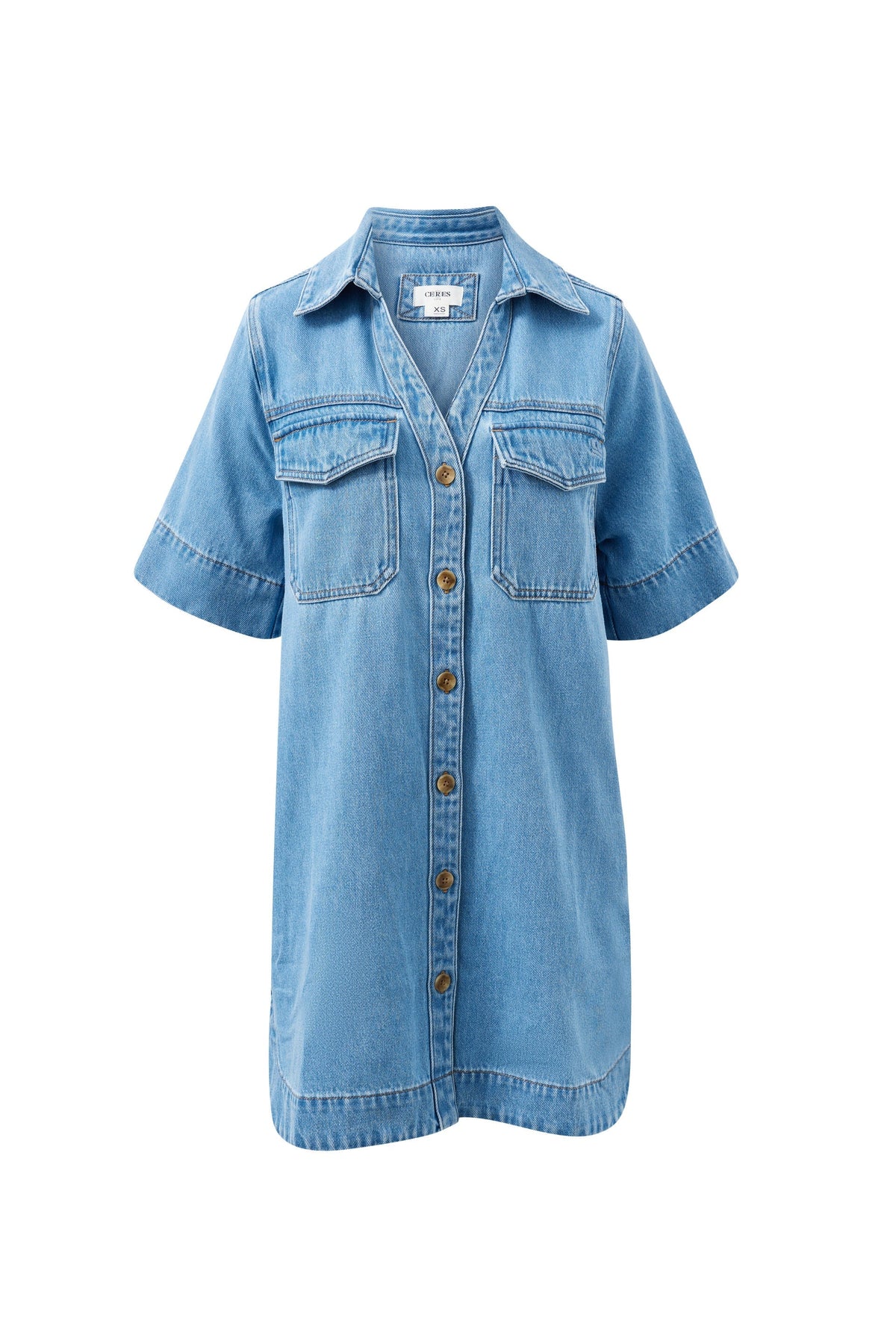 Bonnie Relaxed Shirt Dress - Vintage Blue