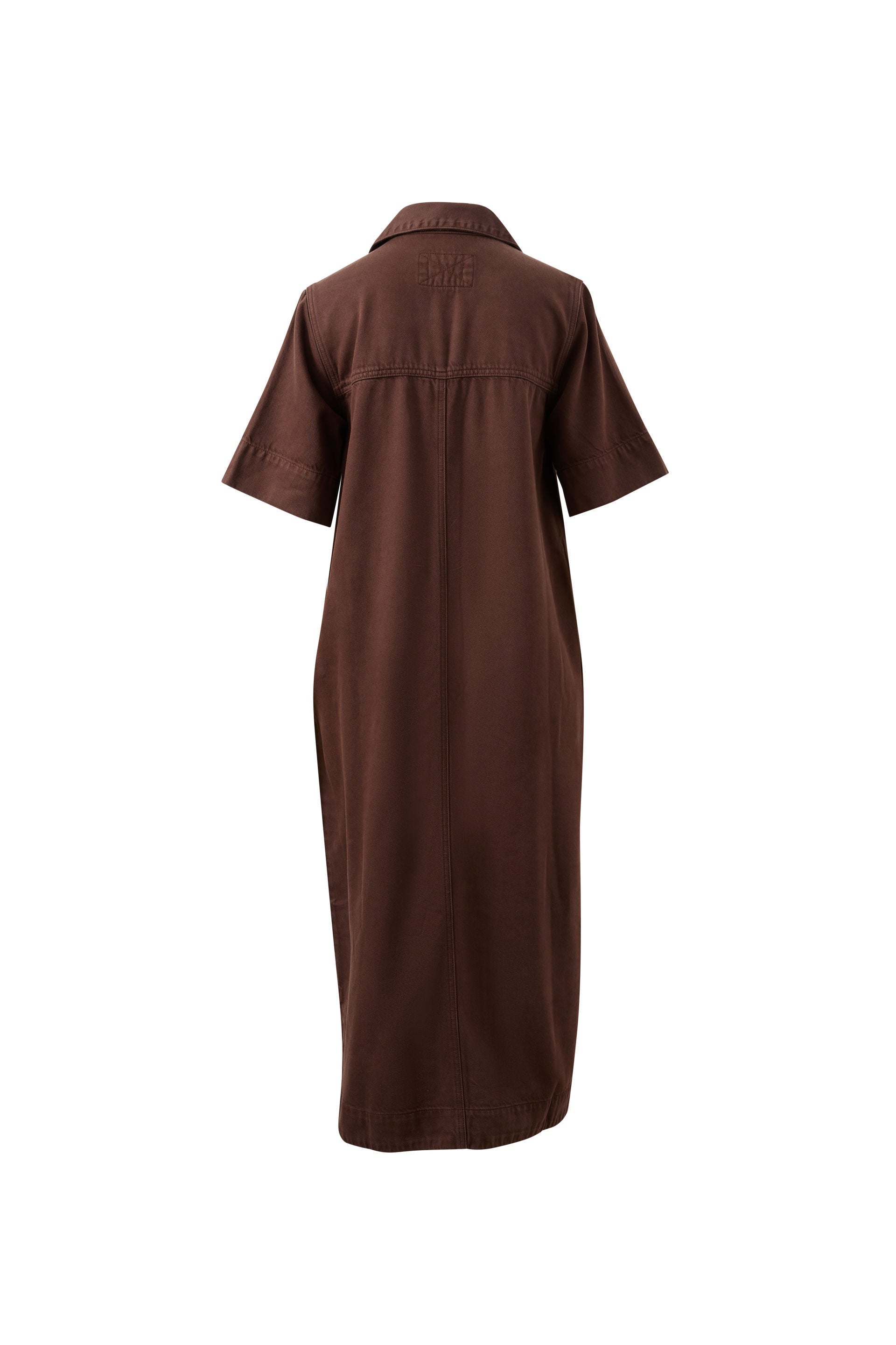 Ceres Life Sloane Short Sleeve Midi Dress in Chocolate, back view