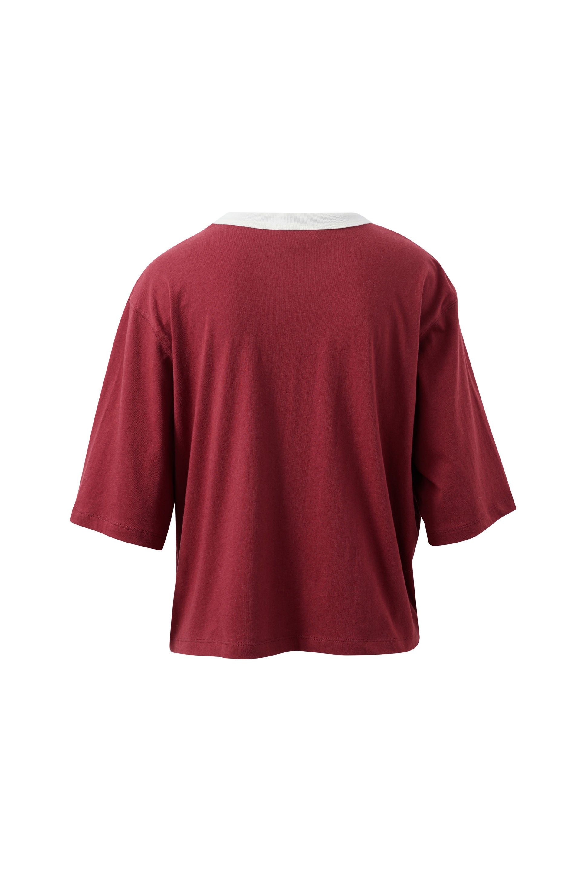 Ceres Life Devon Slouchy Seam Tee in Mulberry, back view
