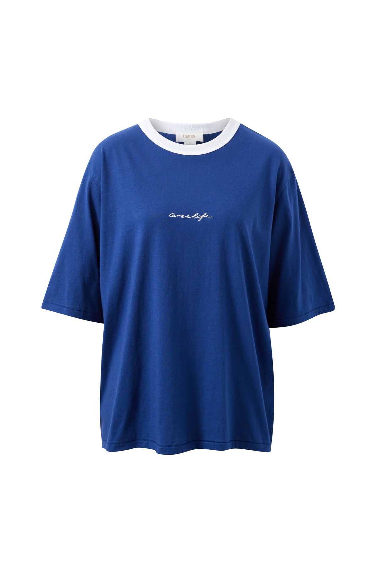 Luna Relaxed Tee - Prussian Blue/Ceres Script Embroidery