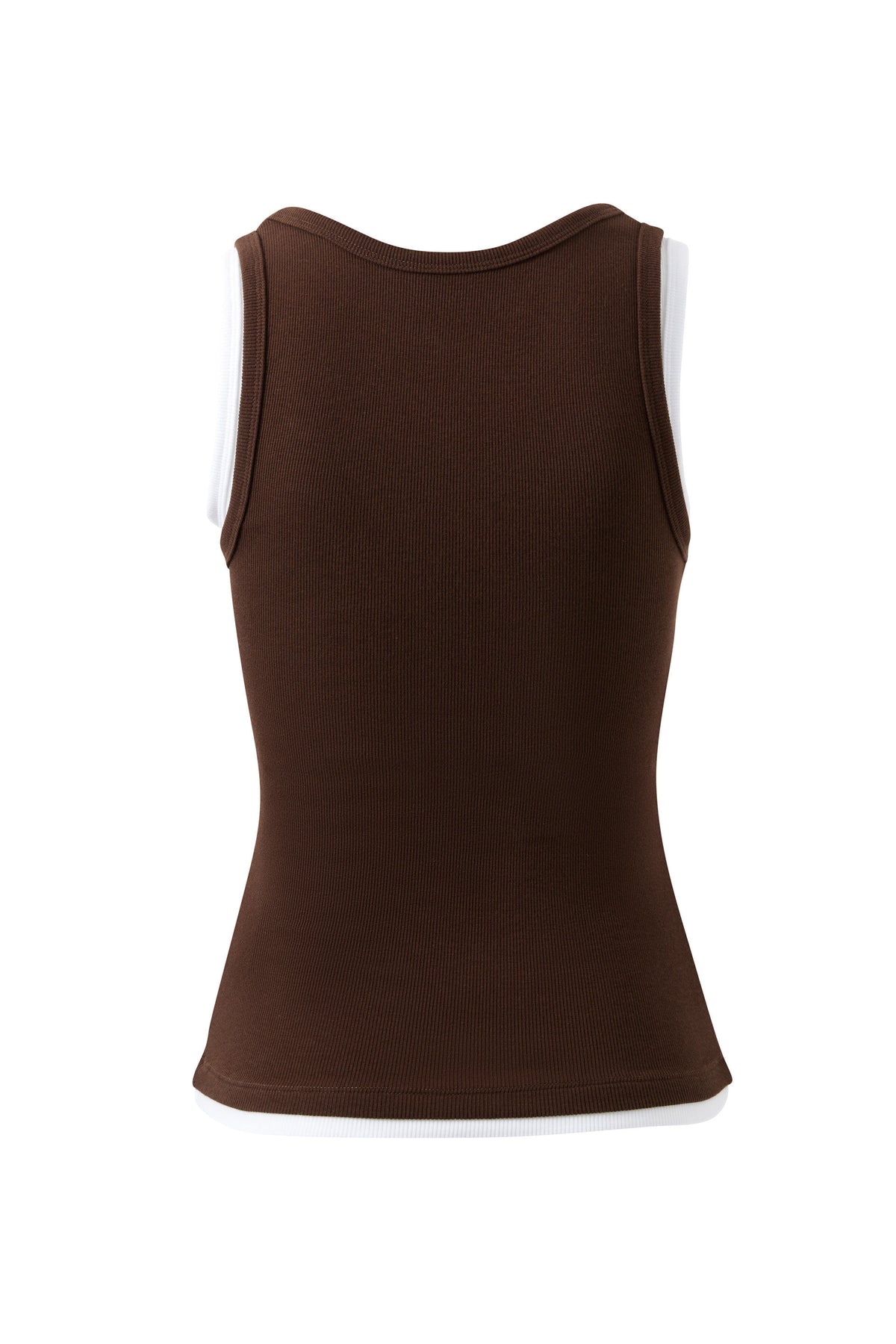 Ceres Life Skylar Layered Rib Tank - Choc/White, detail