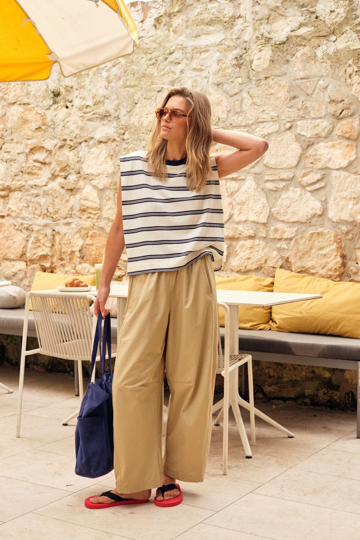 Ceres Life Frankie Tank - Milk/Heritage Navy Stripe, view 3