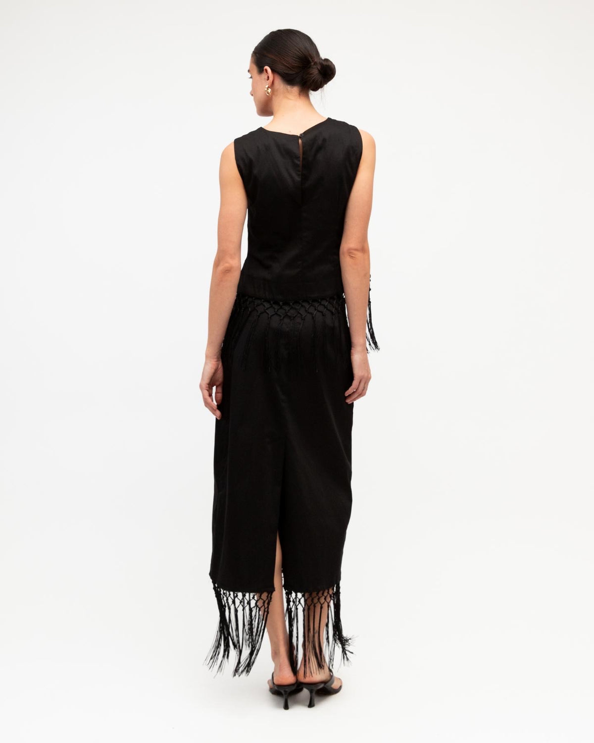 Anna Fringe Skirt - Black