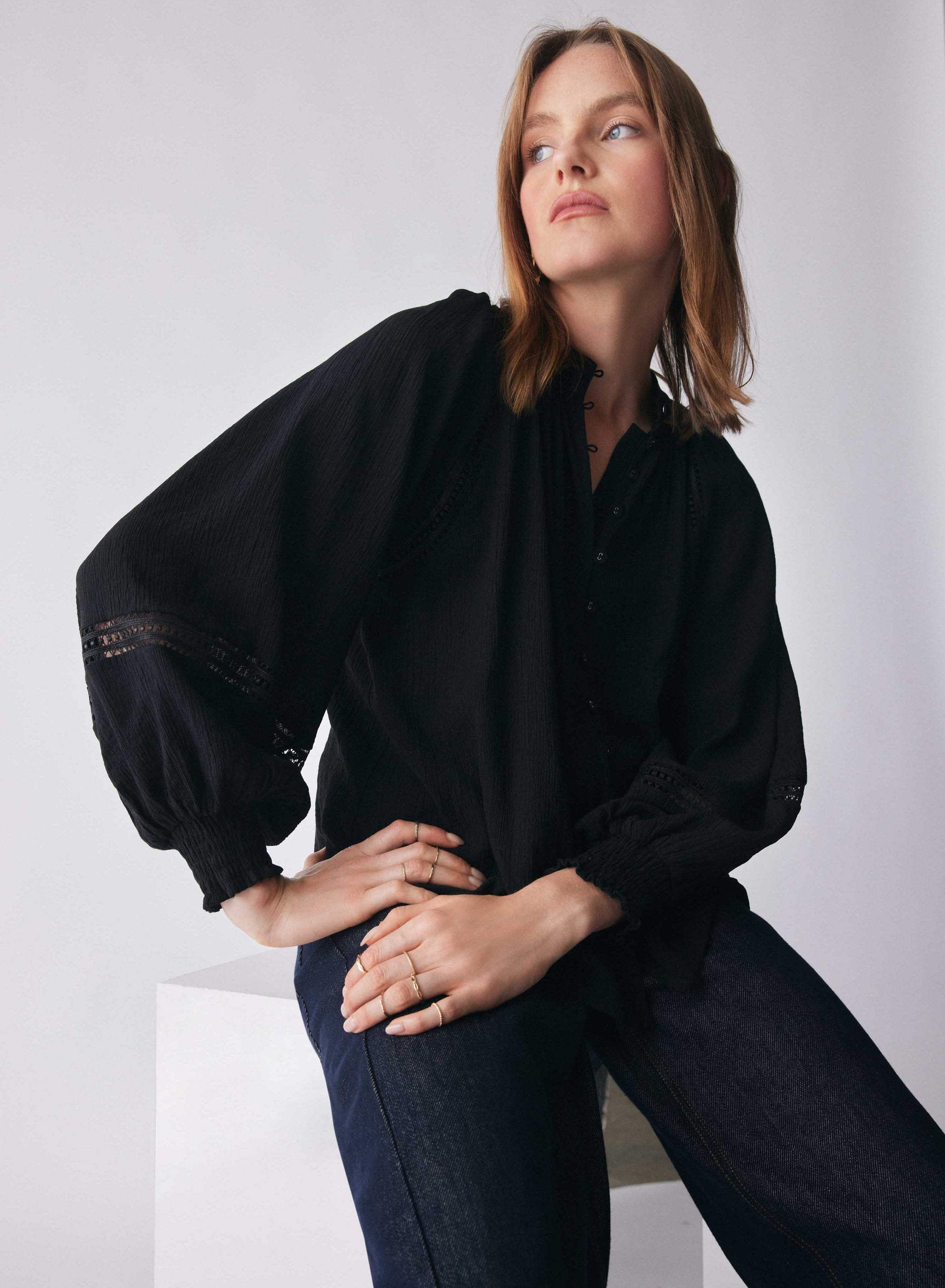 JOIEVE dreamy night blouse 36 black JOIEVE ジョエブ dreamy