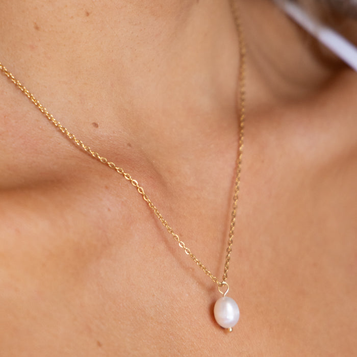 Single Pearl Necklace - Gold