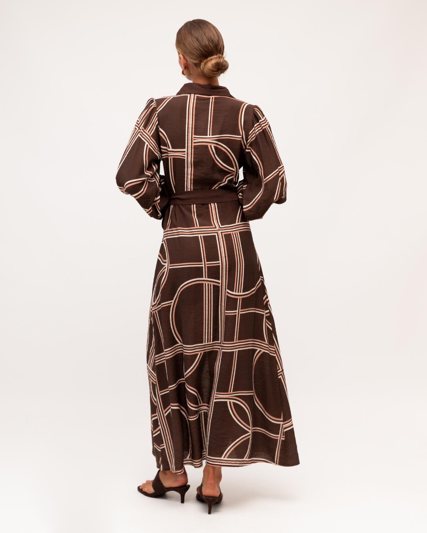 Monaco Deco Dress - Chocolate