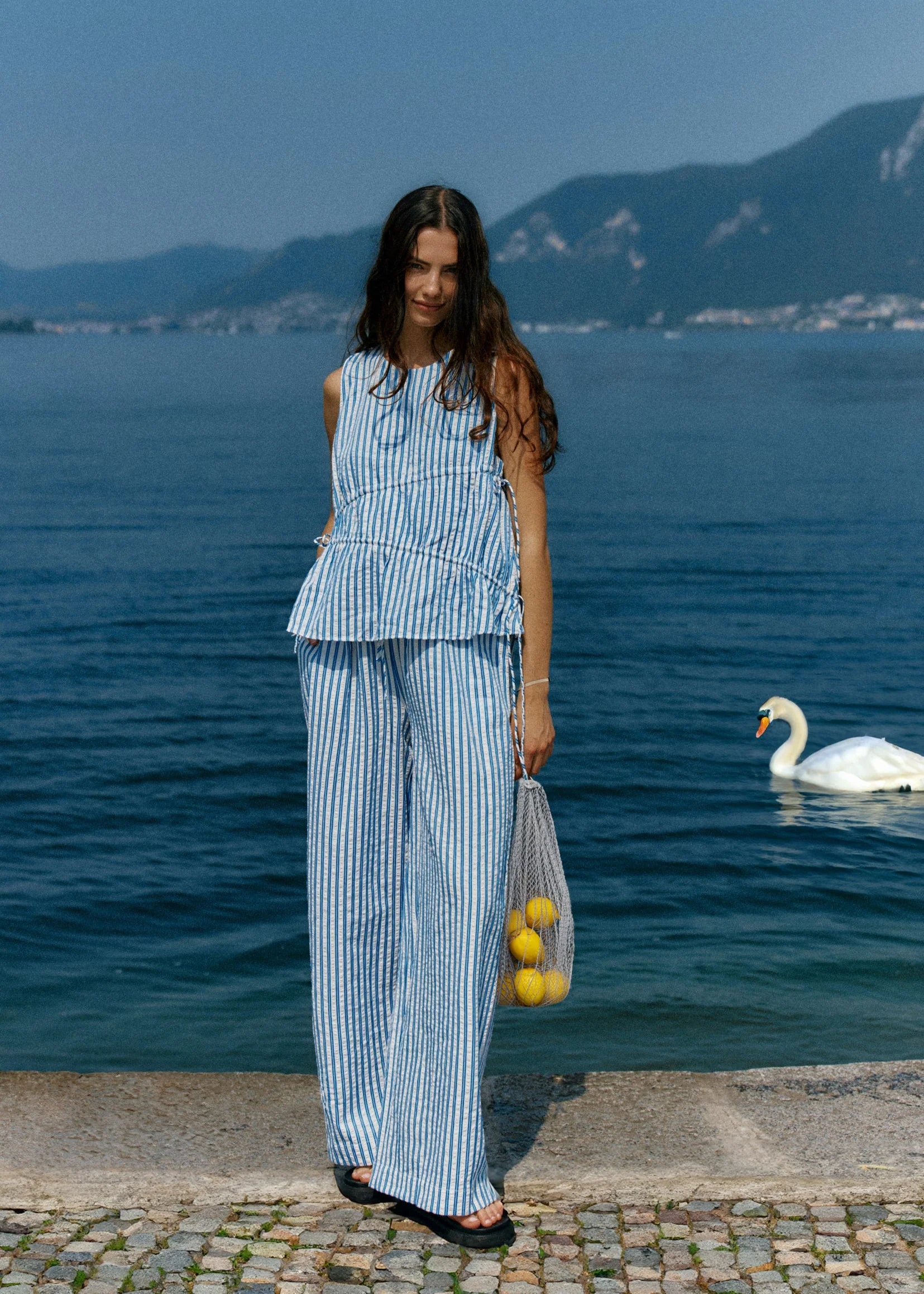 Aziza Pant - Blue/White Stripe